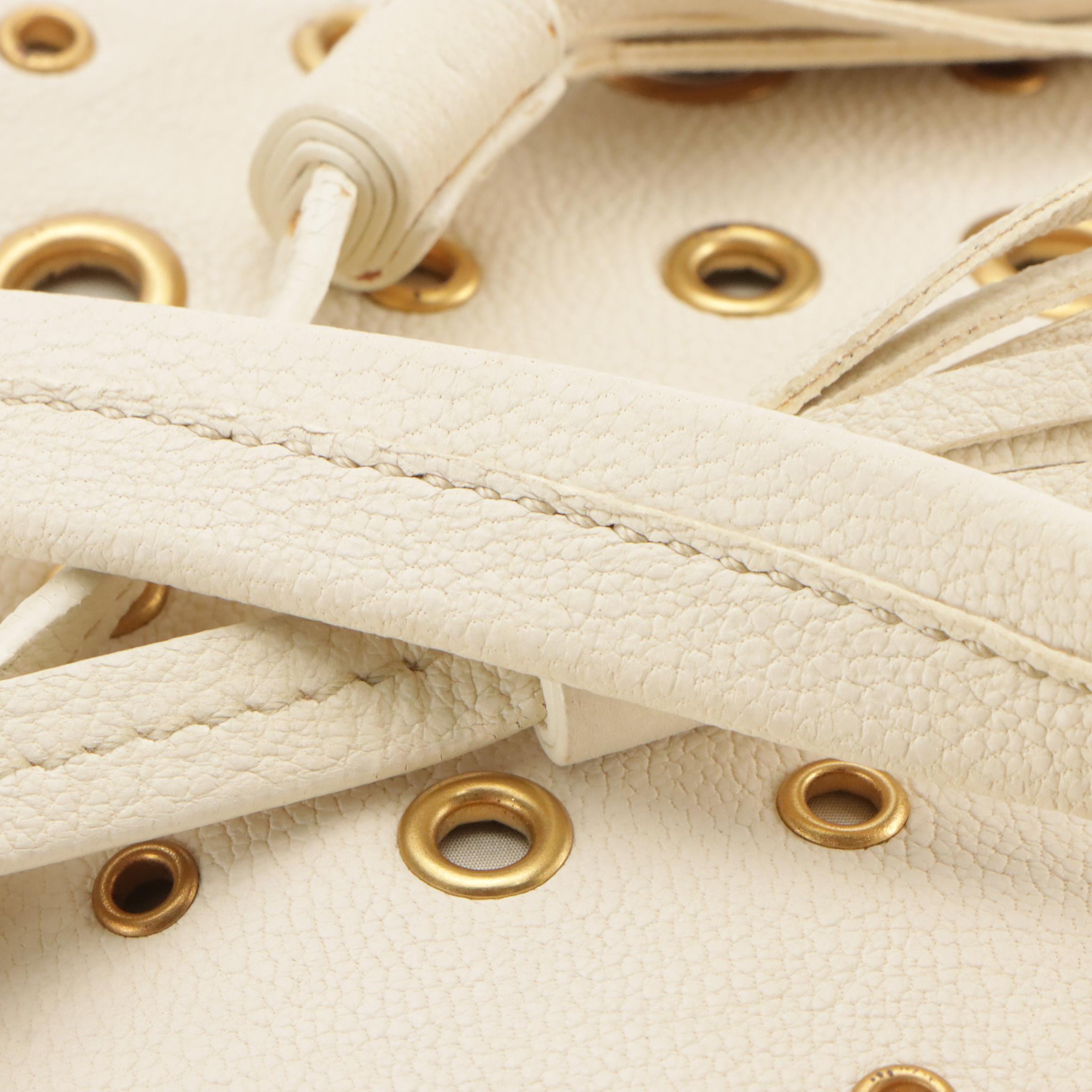 Prada Drawstring Grommet Shopping Tote BR3552 in Cera Antique Leather