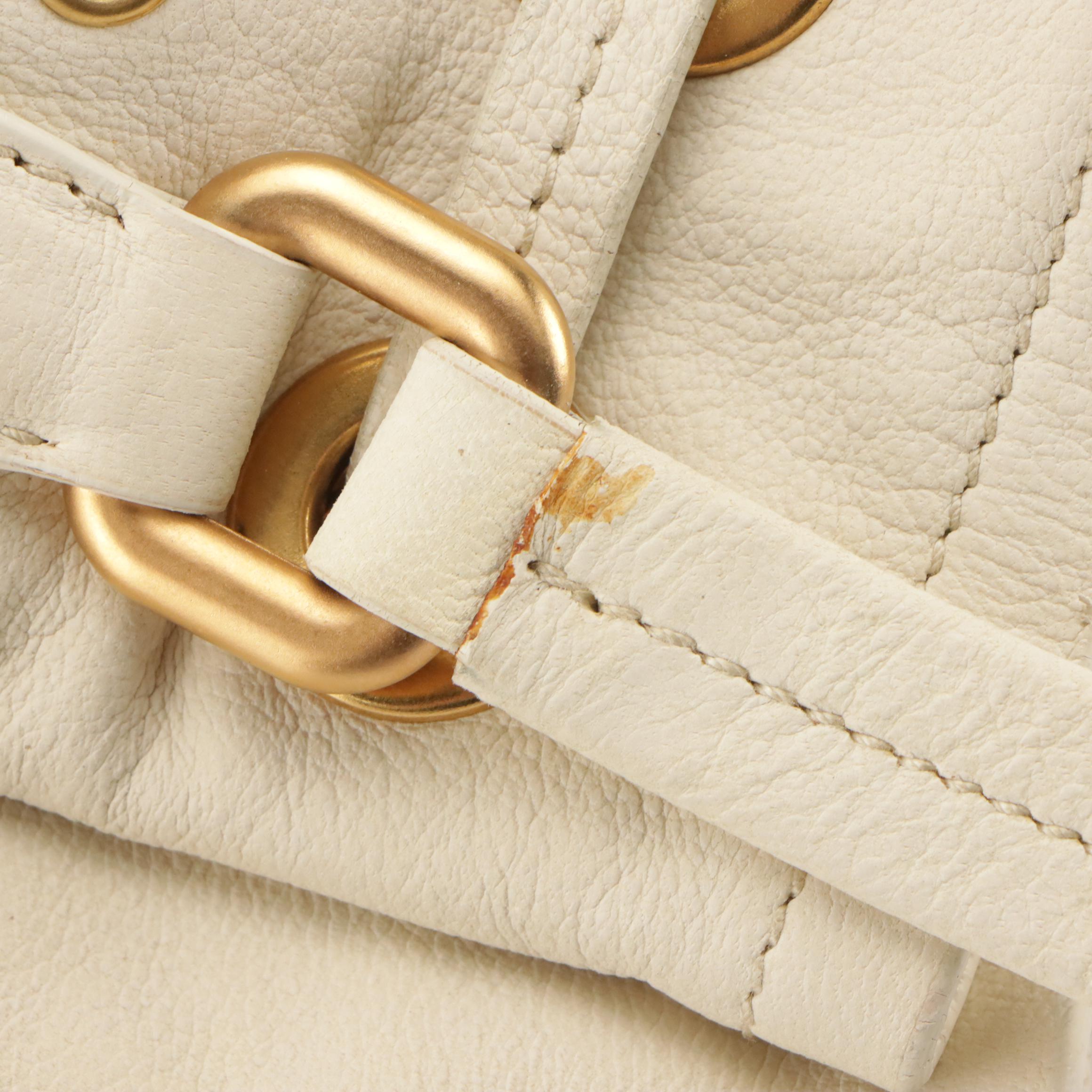 Prada Drawstring Grommet Shopping Tote BR3552 in Cera Antique Leather