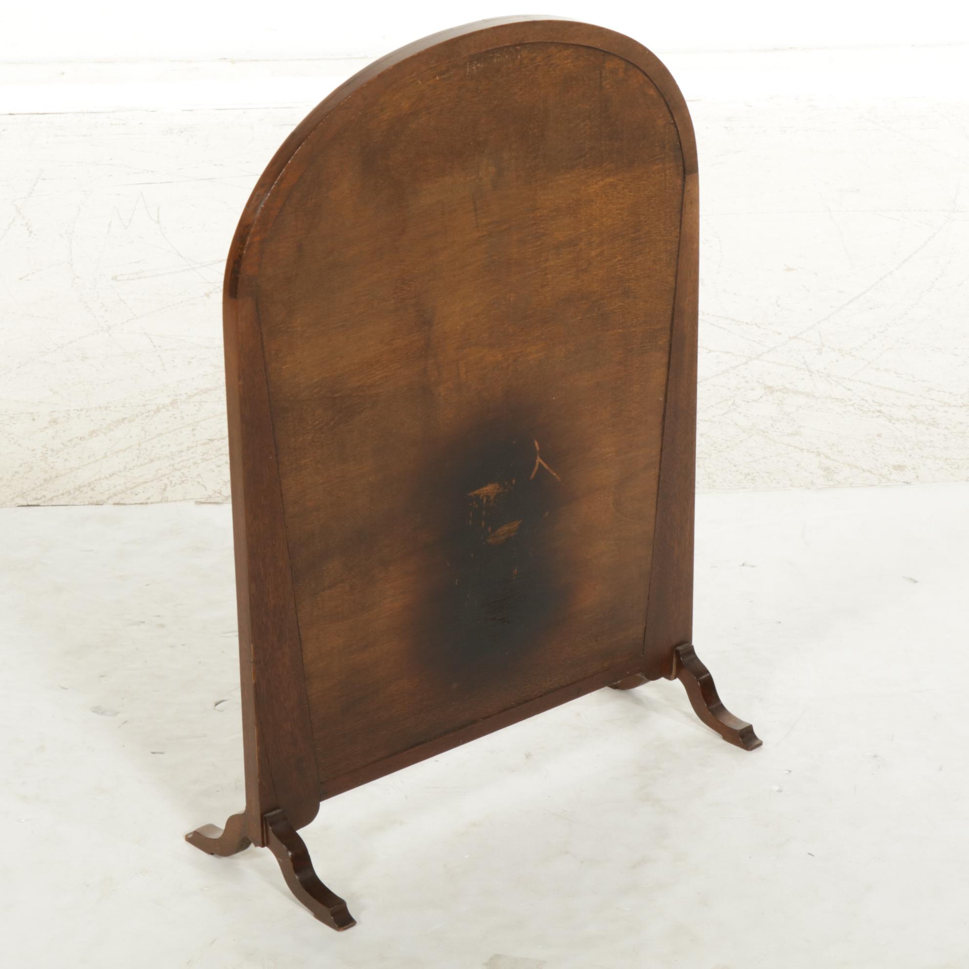 Mahogany Fireplace Screen with Needlepoint Floral Panel, Early 20thCentury