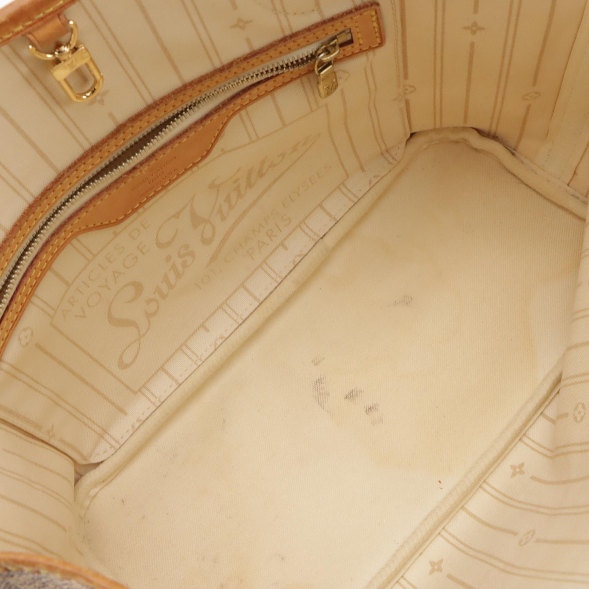 Louis Vuitton Neverfull PM Tote in Damier Azur Canvas & Vachetta Leather