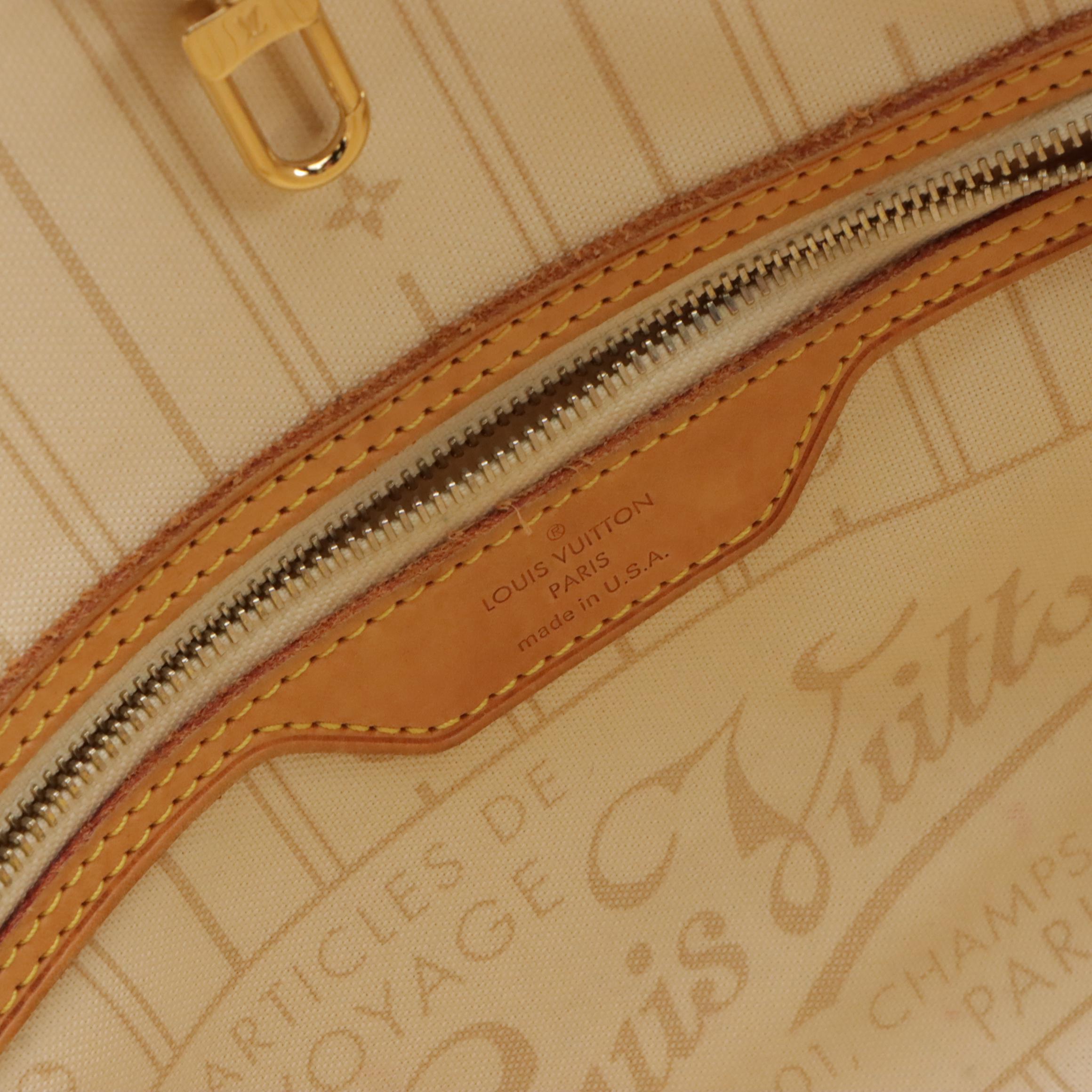 Louis Vuitton Neverfull PM Tote in Damier Azur Canvas & Vachetta Leather