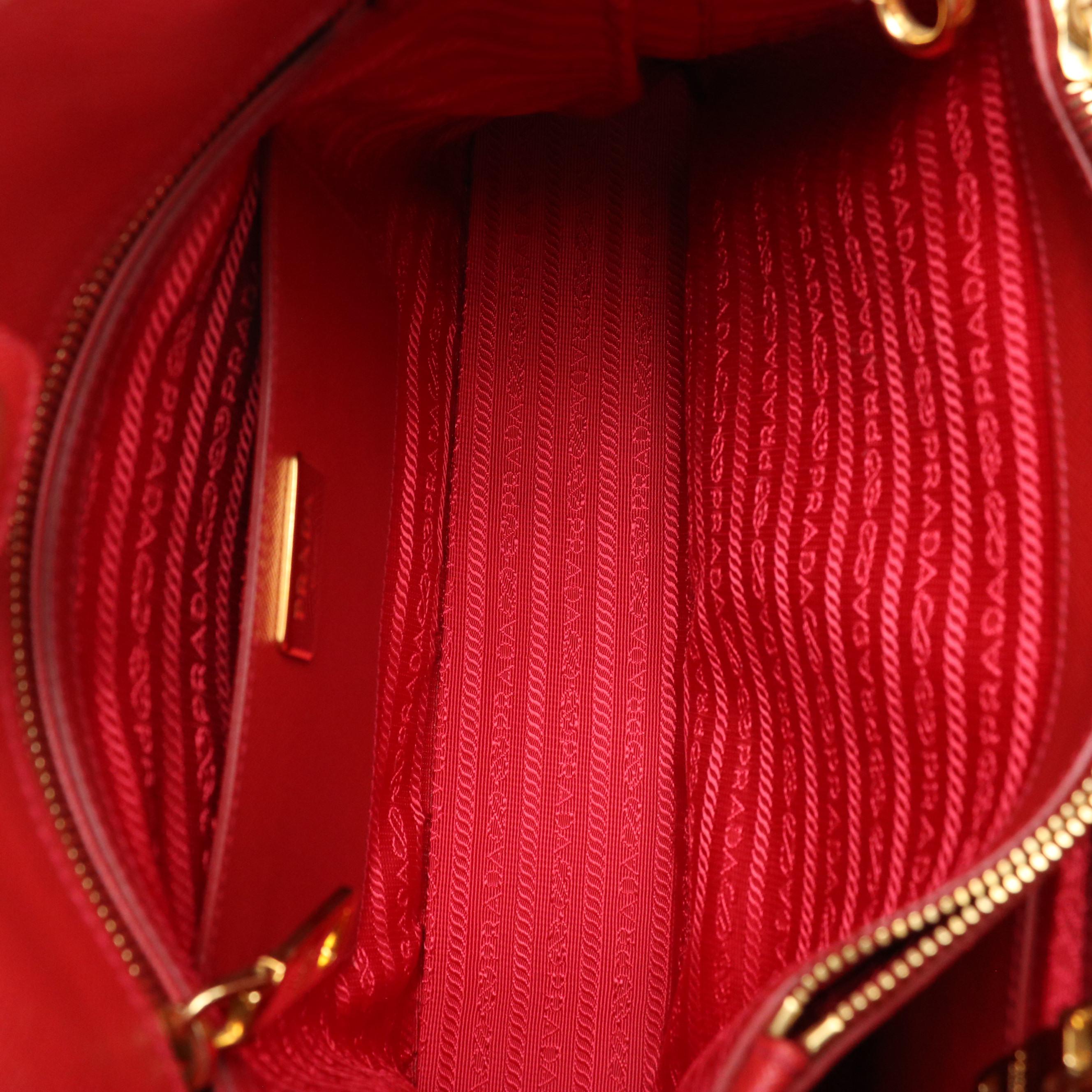 Prada Promenade Tote Bag in Fuoco Saffiano Leather