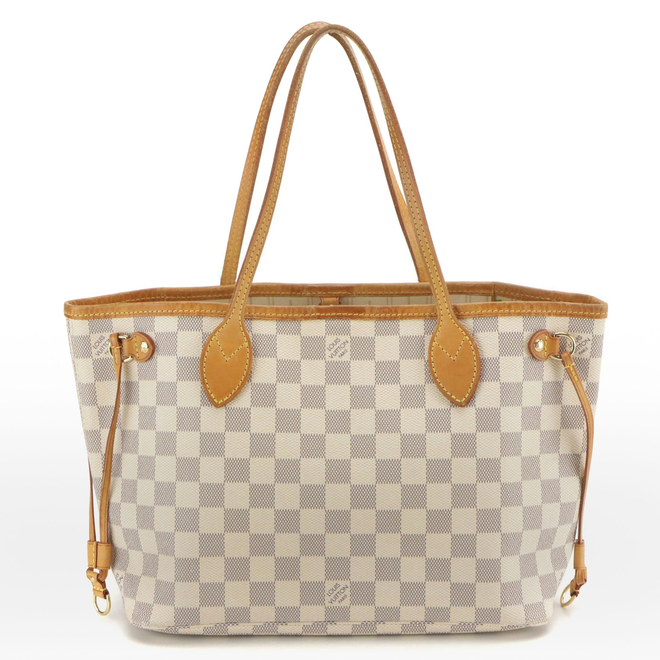 Louis Vuitton Neverfull PM Tote in Damier Azur Canvas & Vachetta Leather