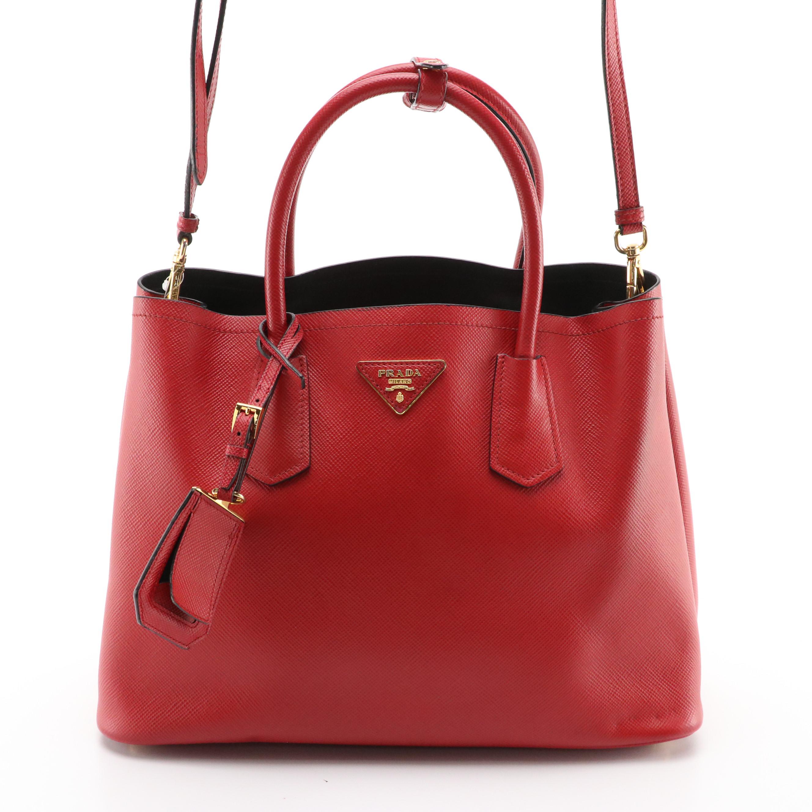 Prada Tote in Red Saffiano Leather