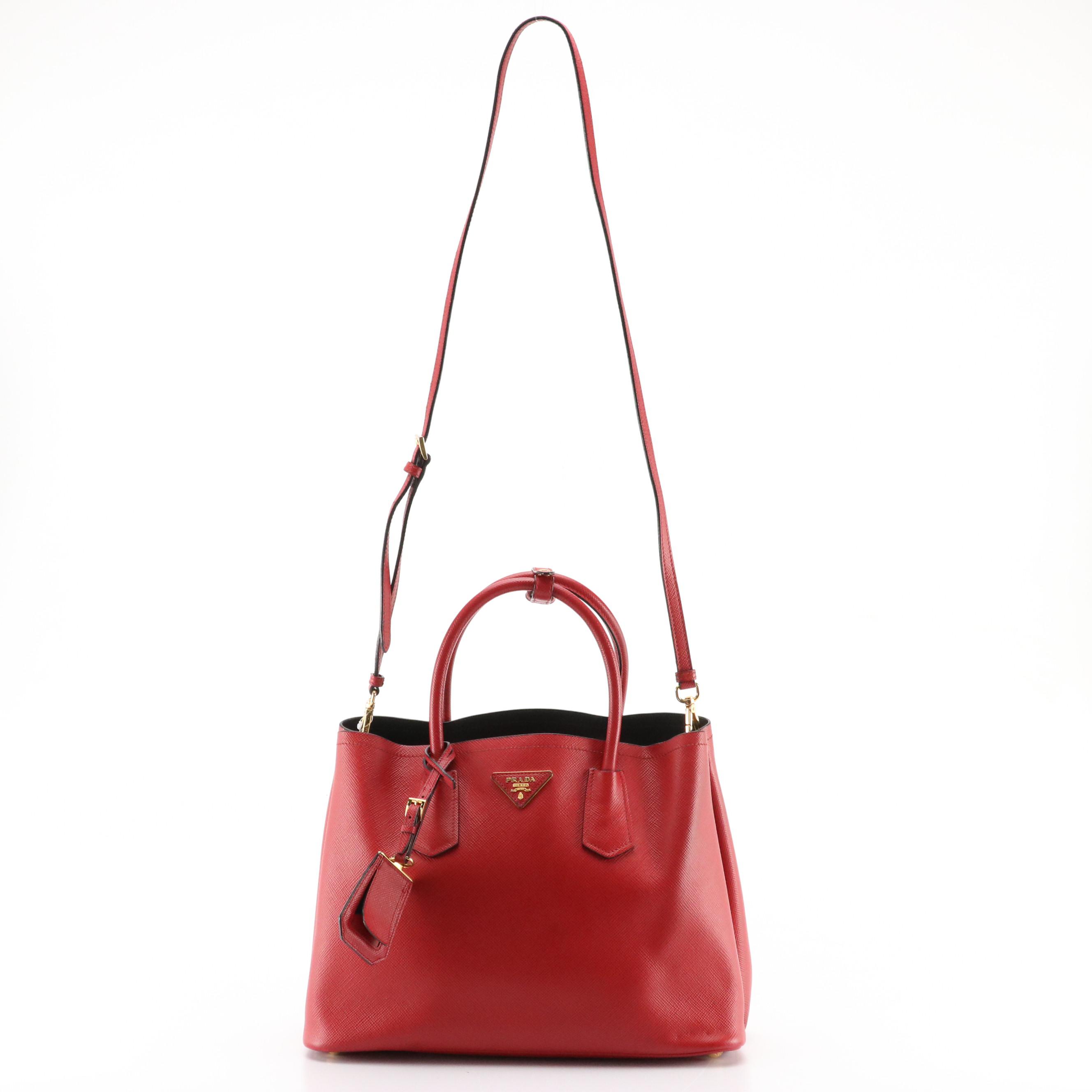 Prada Tote in Red Saffiano Leather