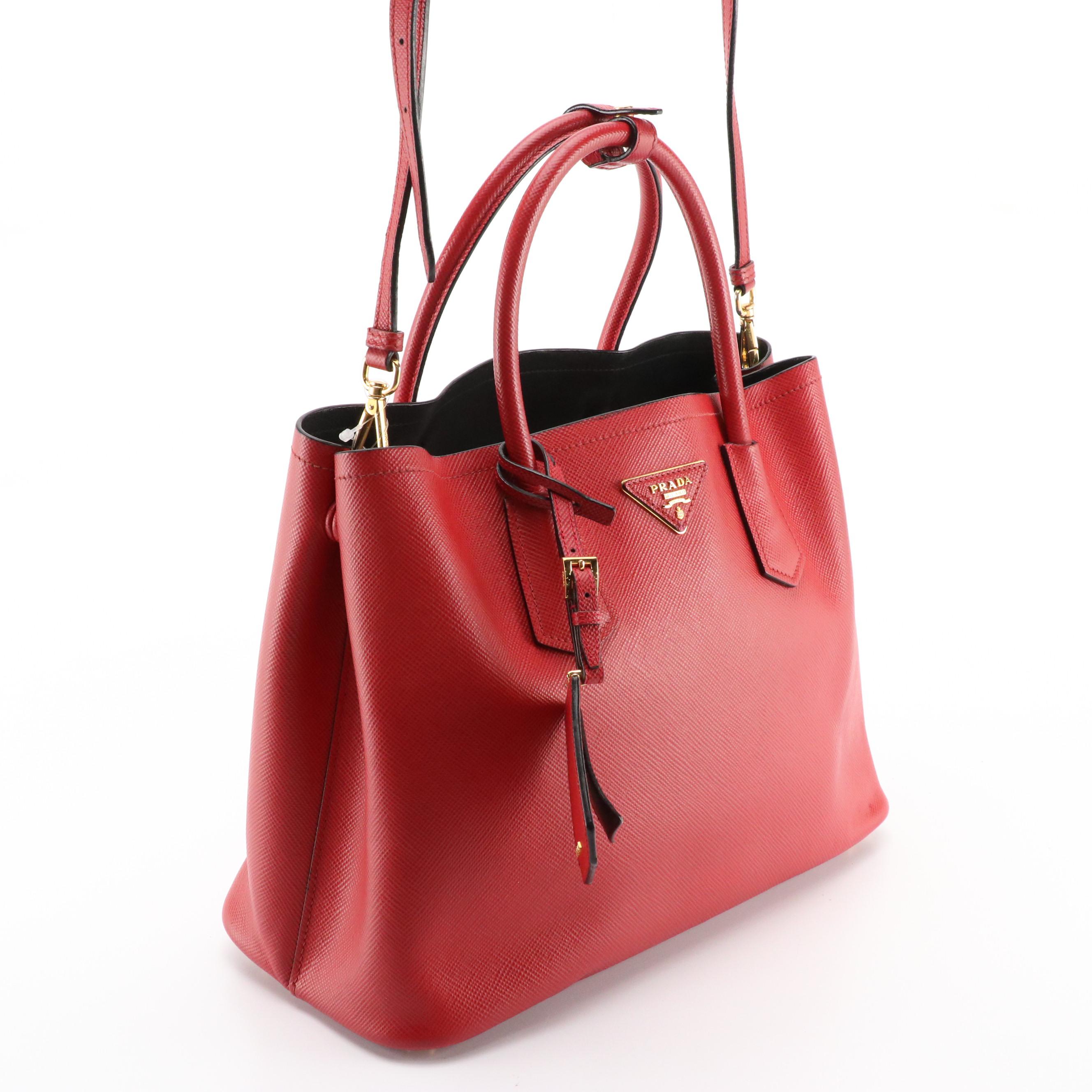 Prada Tote in Red Saffiano Leather