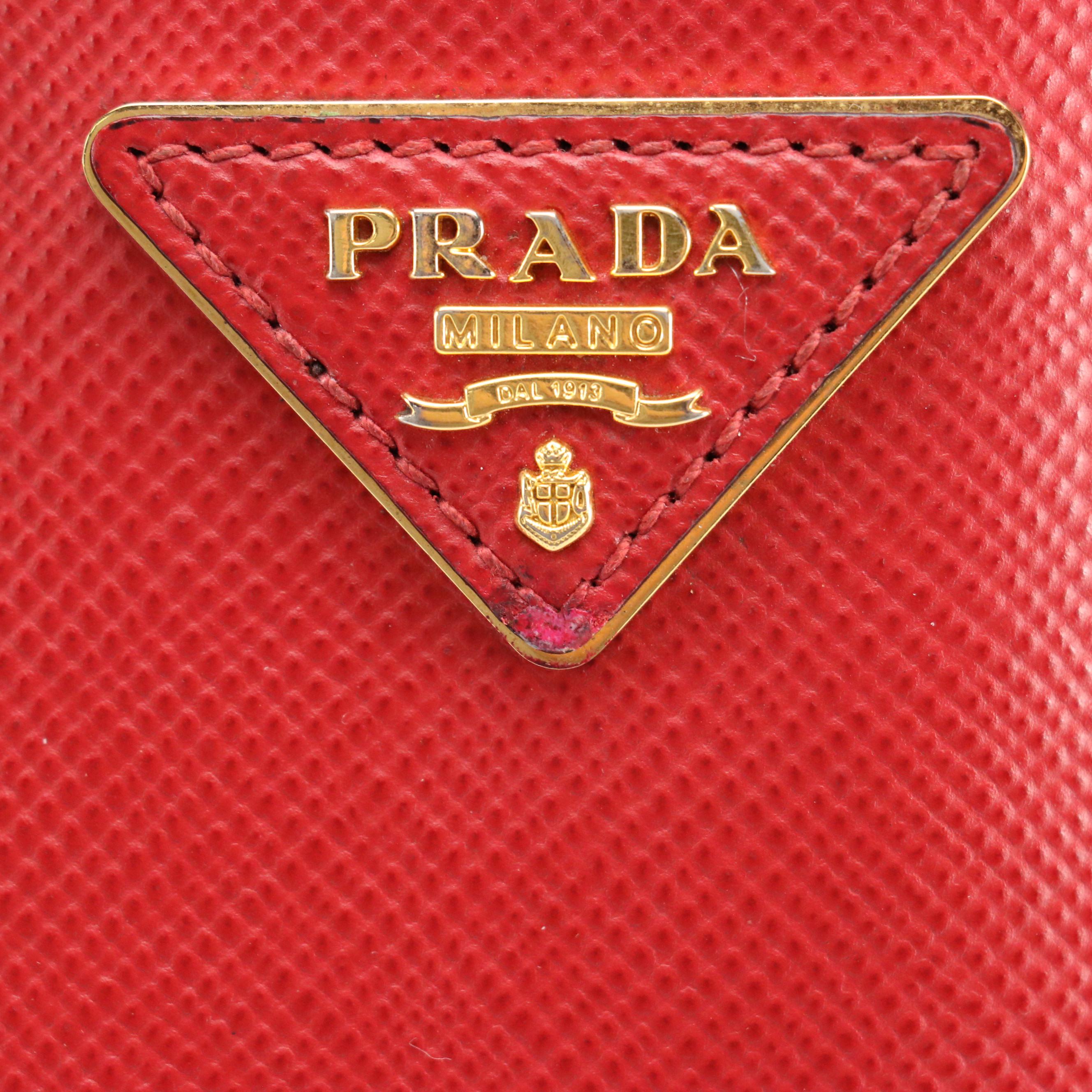 Prada Tote in Red Saffiano Leather
