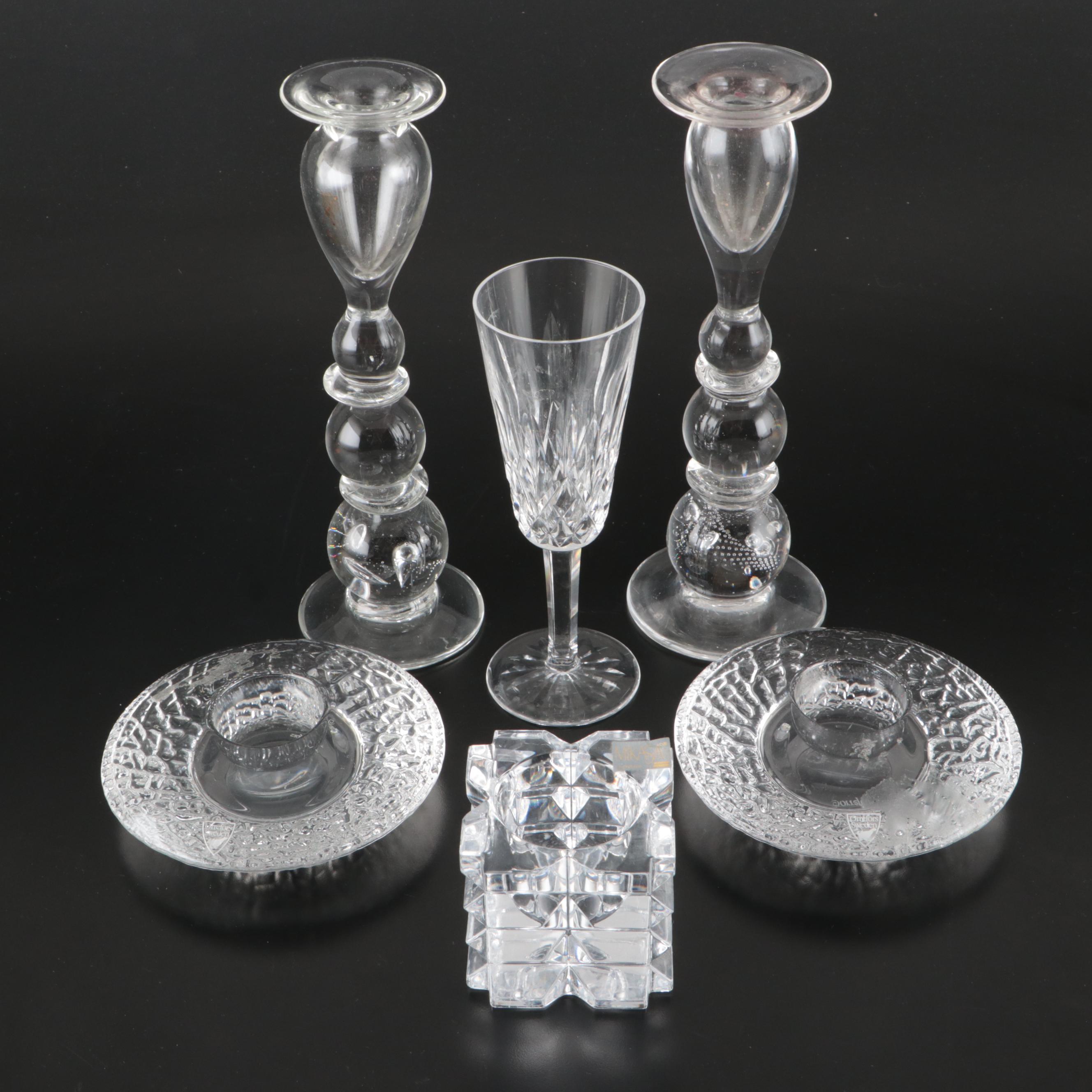 Waterford Crystal "Lismore" Wine Glass, Orrefors Candle Holders, and More Décor