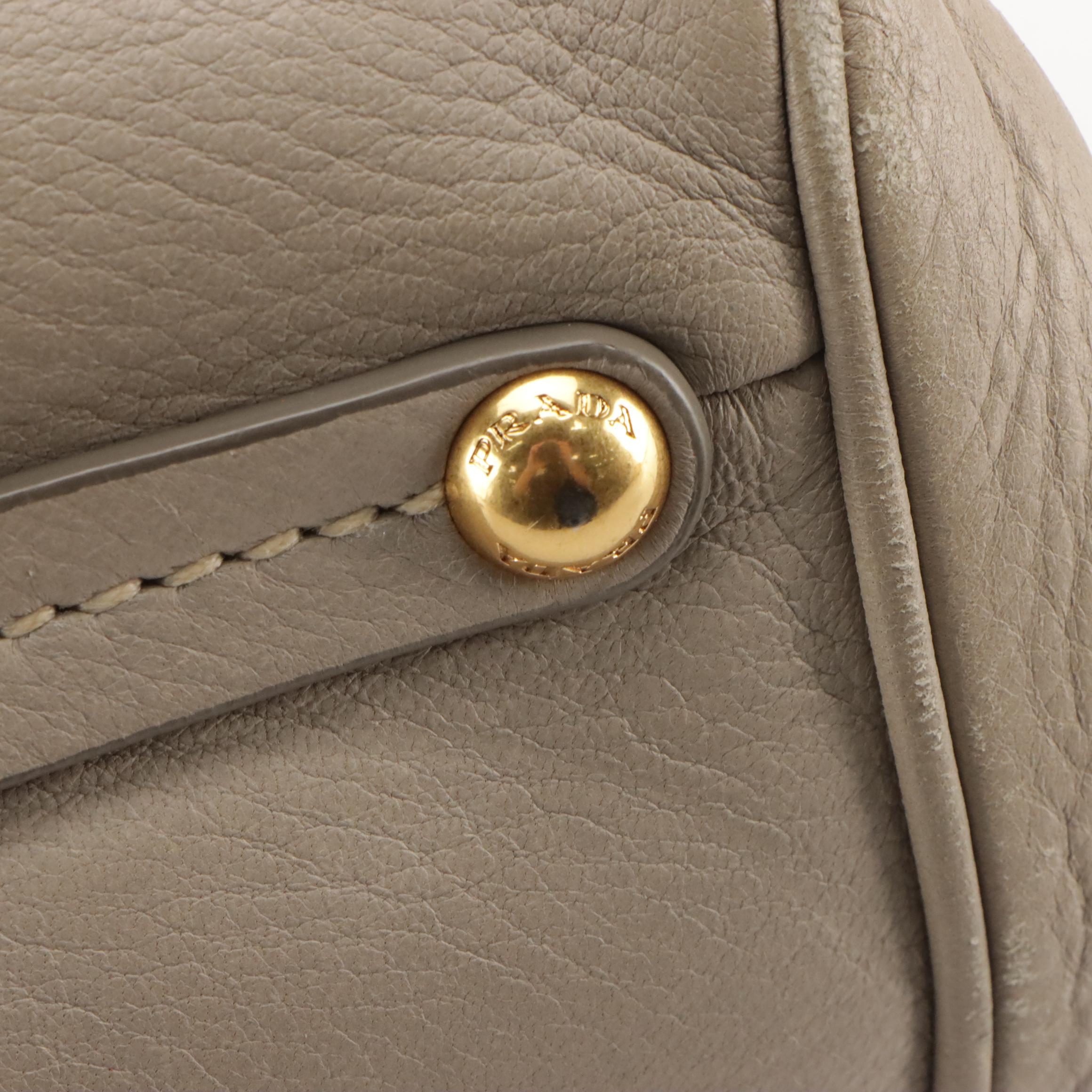 Prada Taupe Deerskin Leather Two-Way Tote Bag