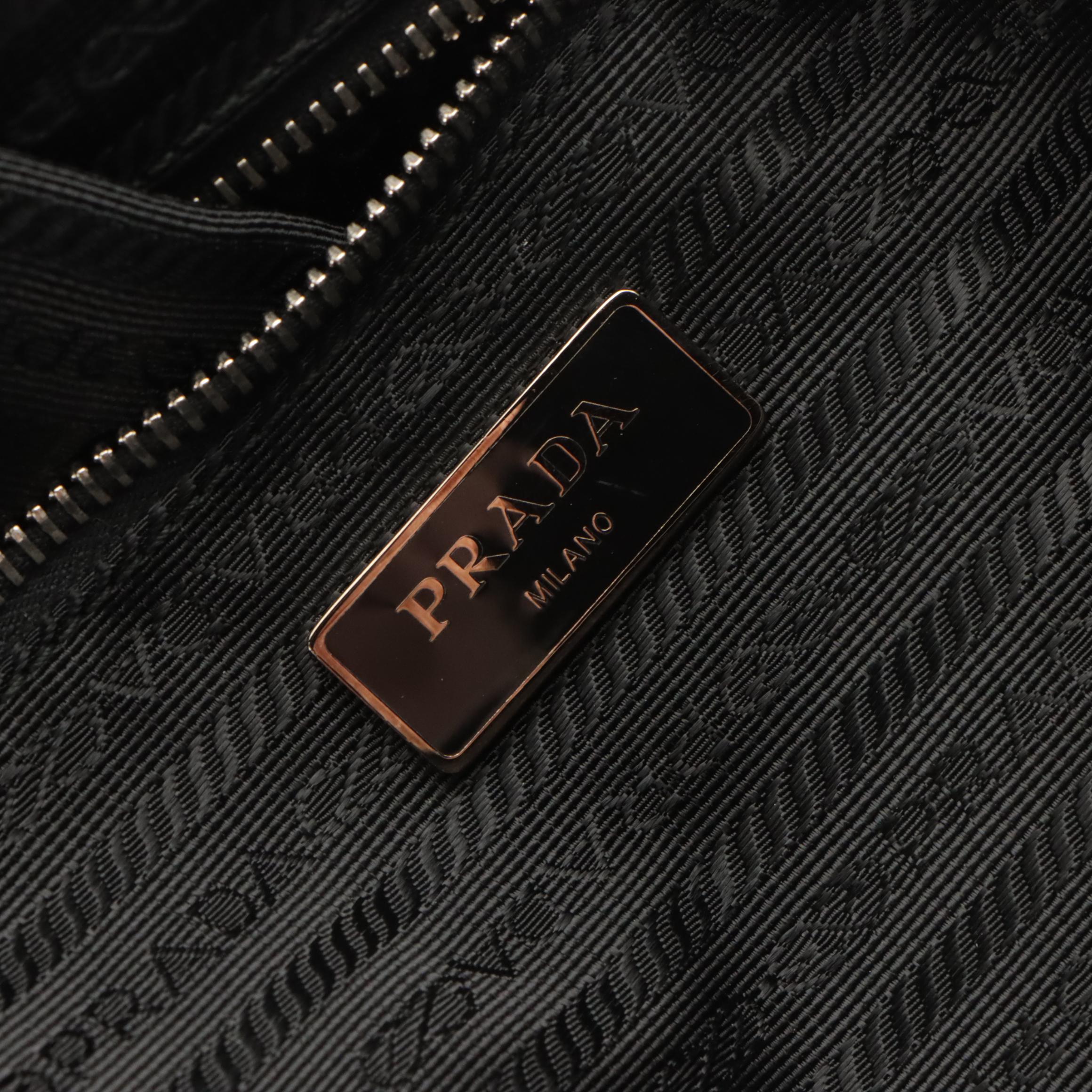 Prada Double Zip Business Briefcase in Charcoal Grey Saffiano Leather