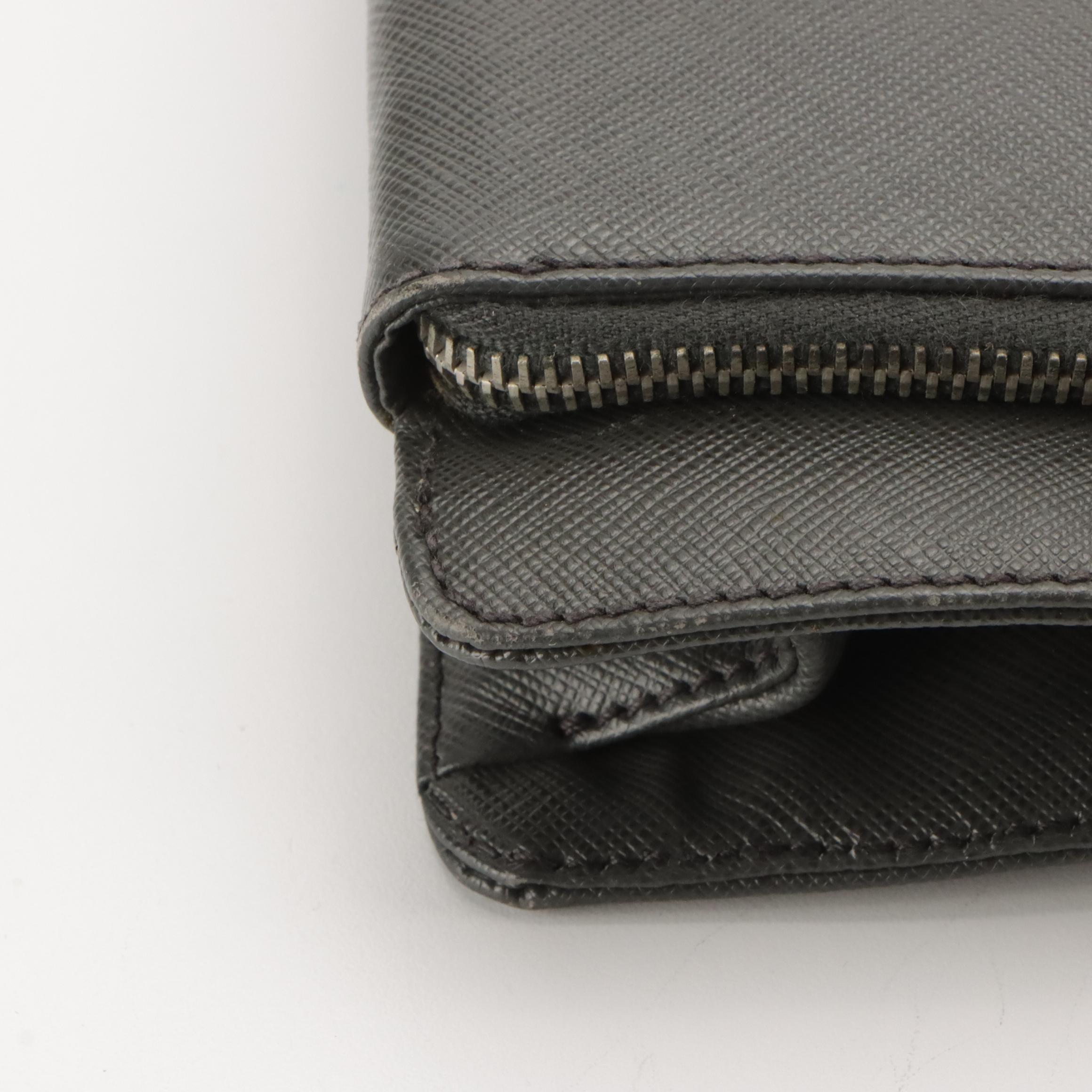 Prada Double Zip Business Briefcase in Charcoal Grey Saffiano Leather