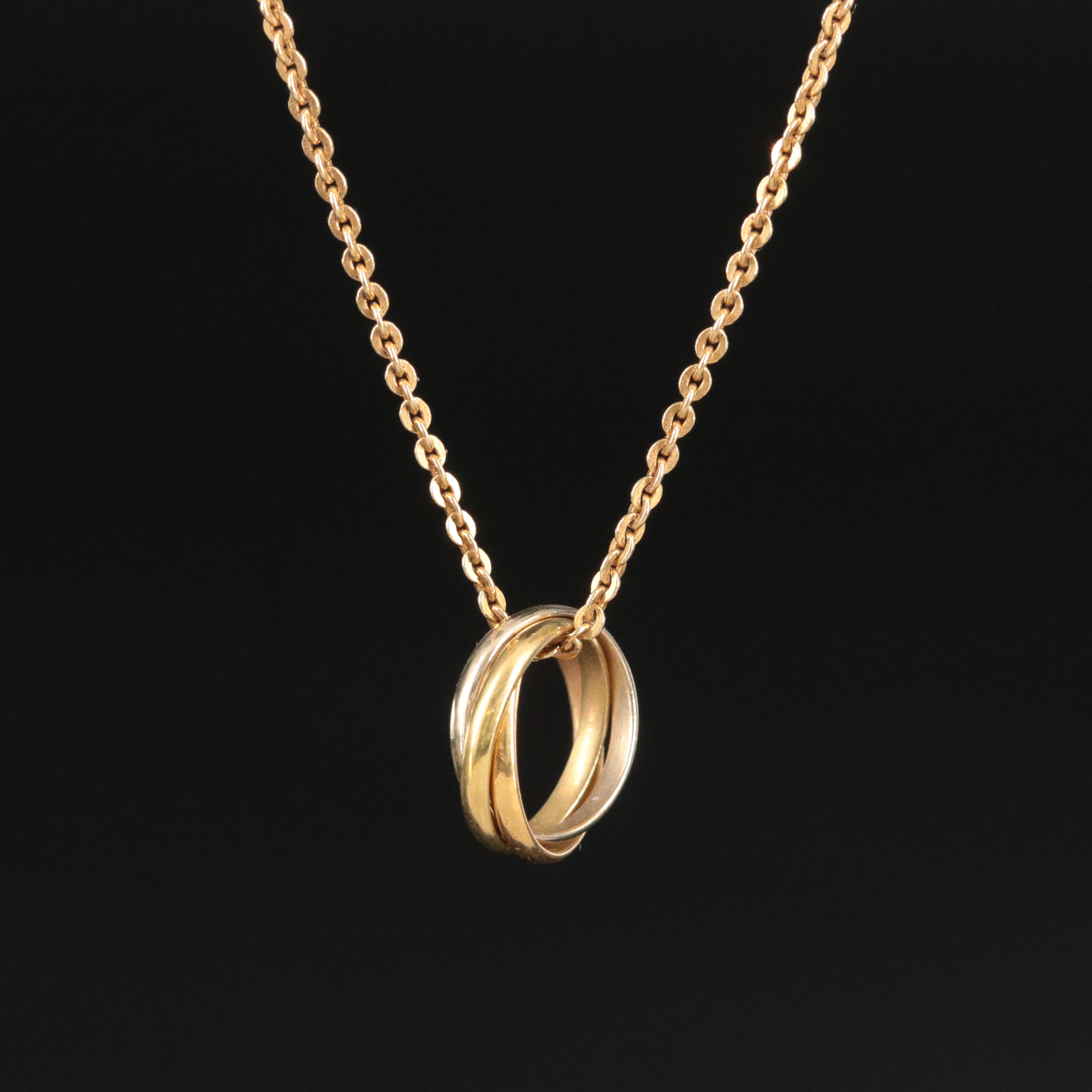 Cartier Trinity Ring 18K Tri-Color Pendant Necklace