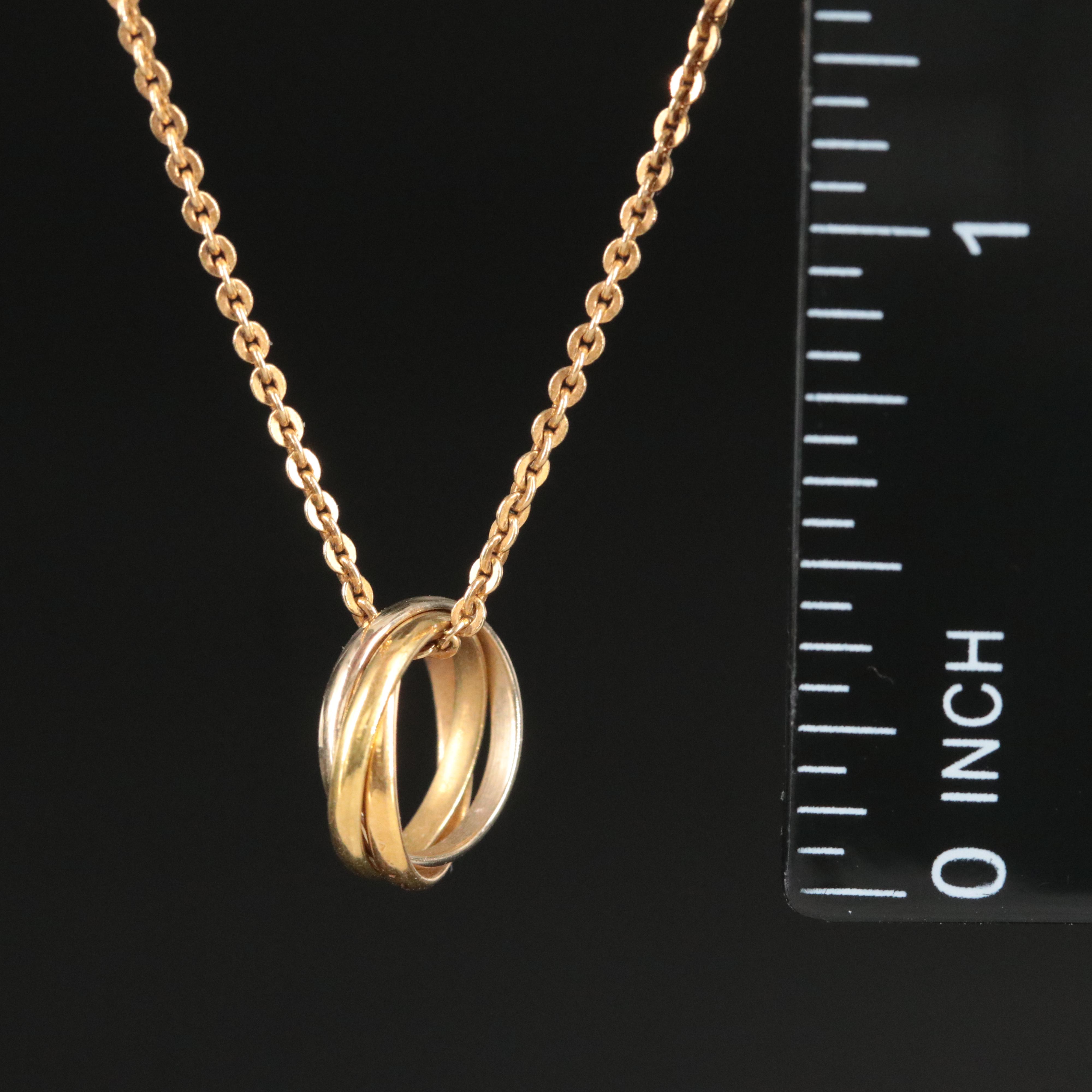 Cartier Trinity Ring 18K Tri-Color Pendant Necklace