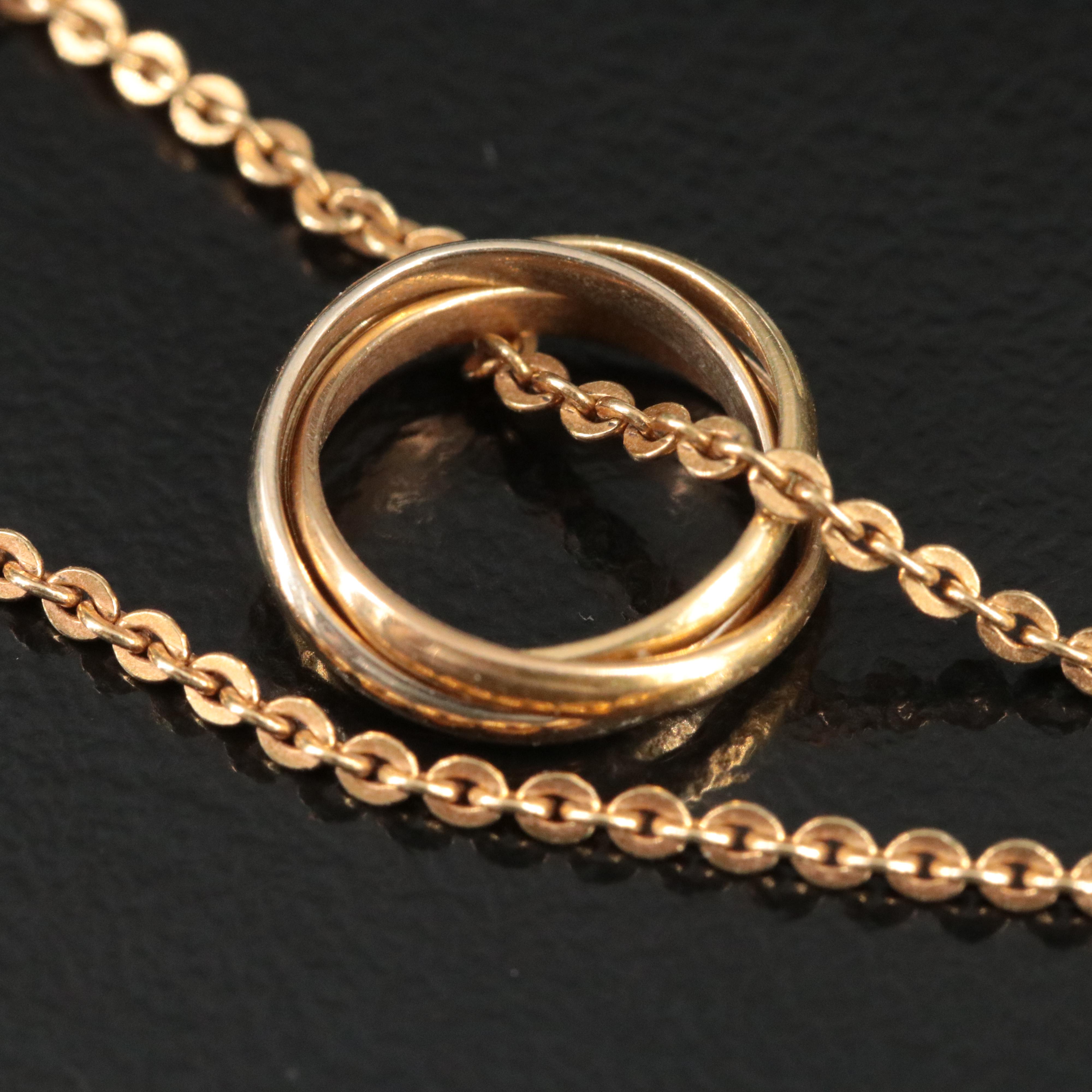 Cartier Trinity Ring 18K Tri-Color Pendant Necklace