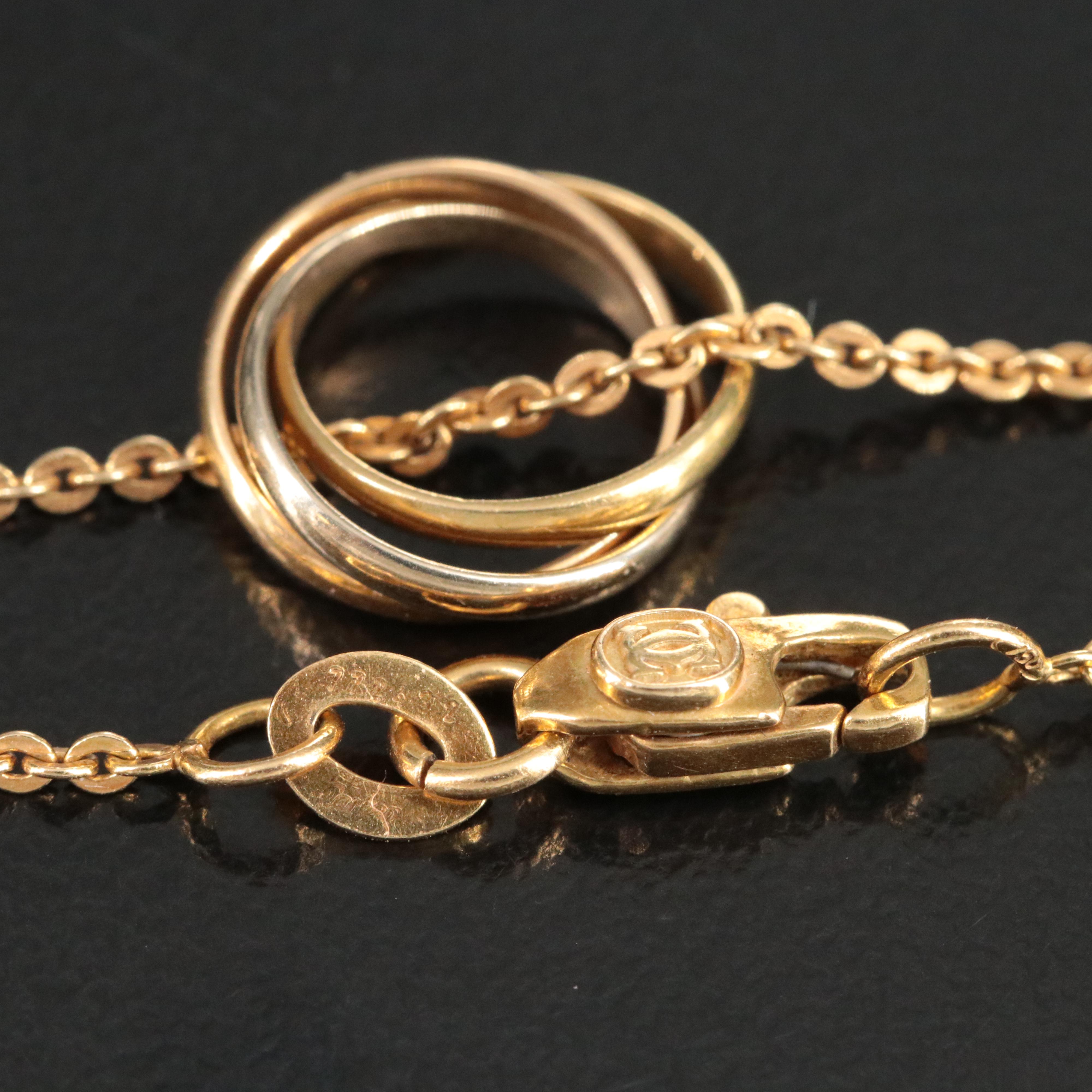 Cartier Trinity Ring 18K Tri-Color Pendant Necklace