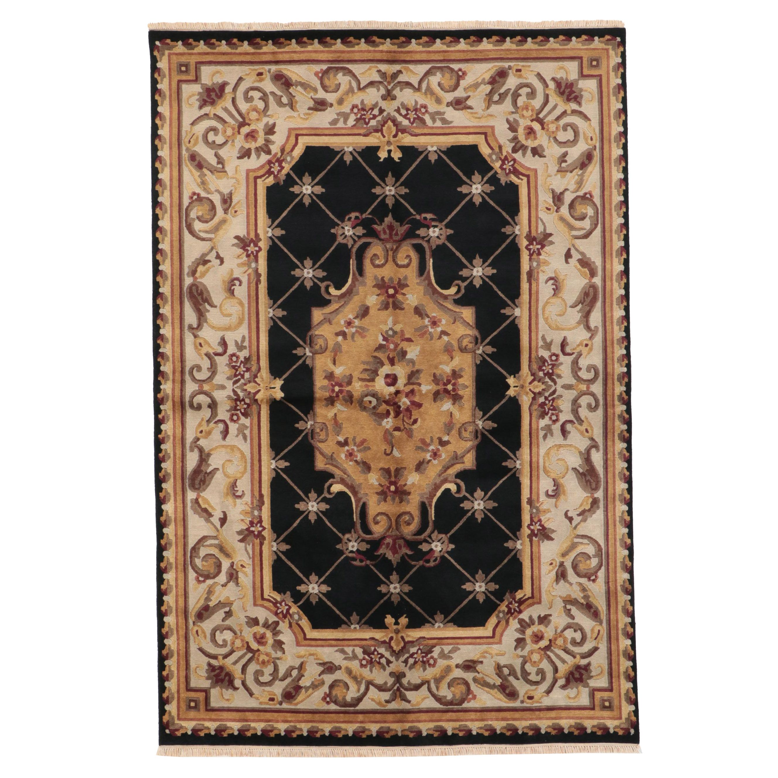 5'11 x 9'2 Hand-Knotted Sino-French Aubusson Style Area Rug