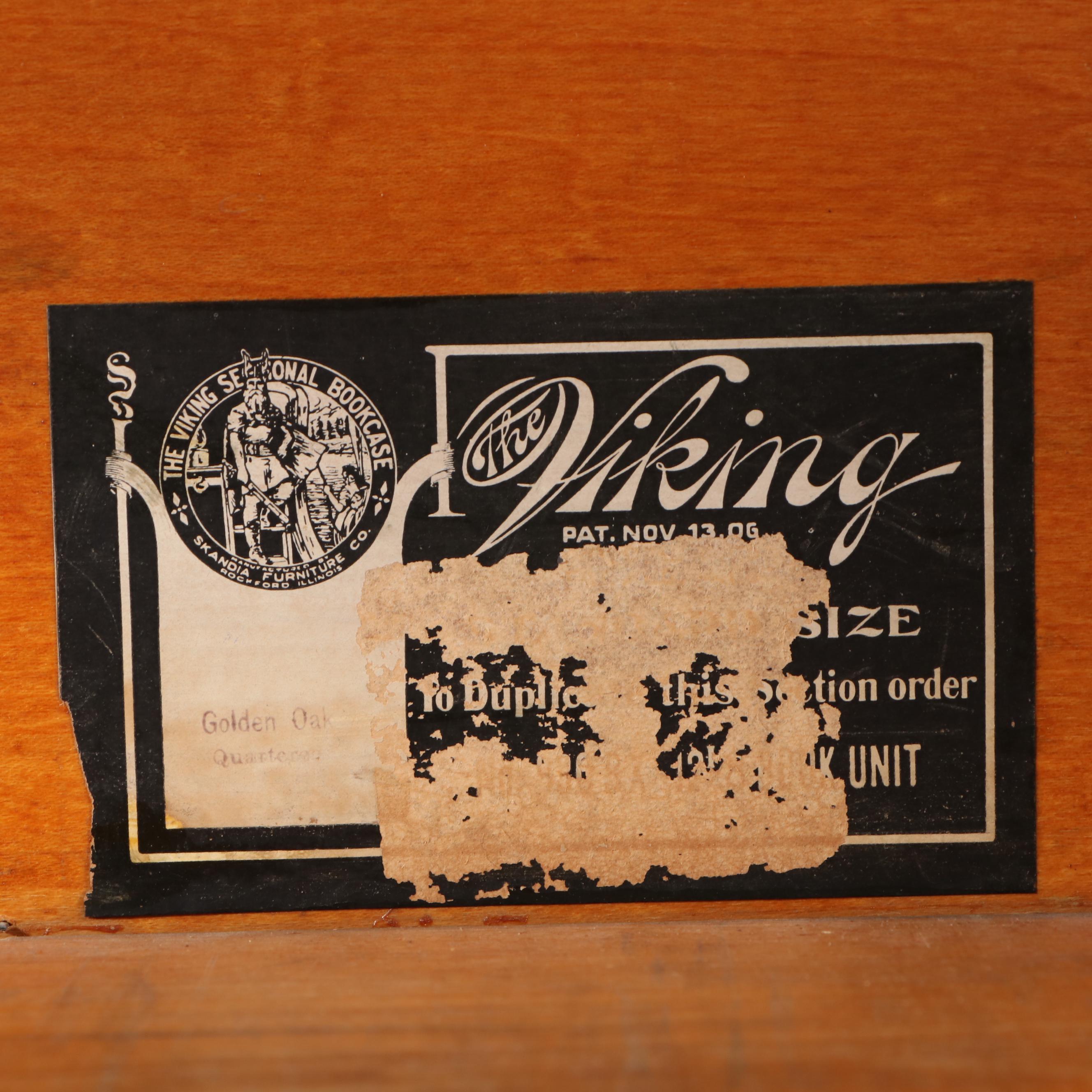 Viking Six-Tier Barrister's Bookcase in Golden Oak with Leaded Glass