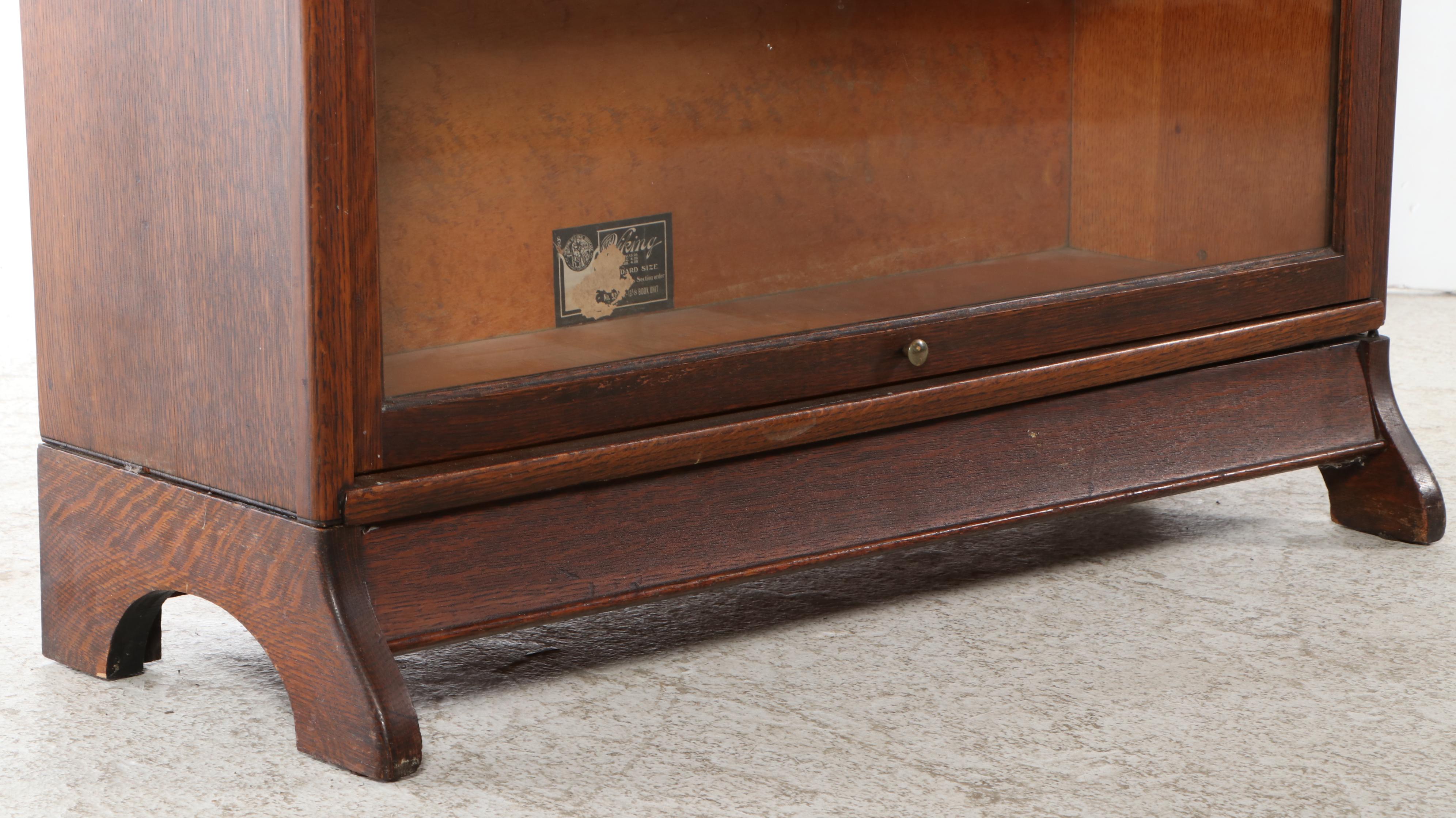 Viking Six-Tier Barrister's Bookcase in Golden Oak with Leaded Glass