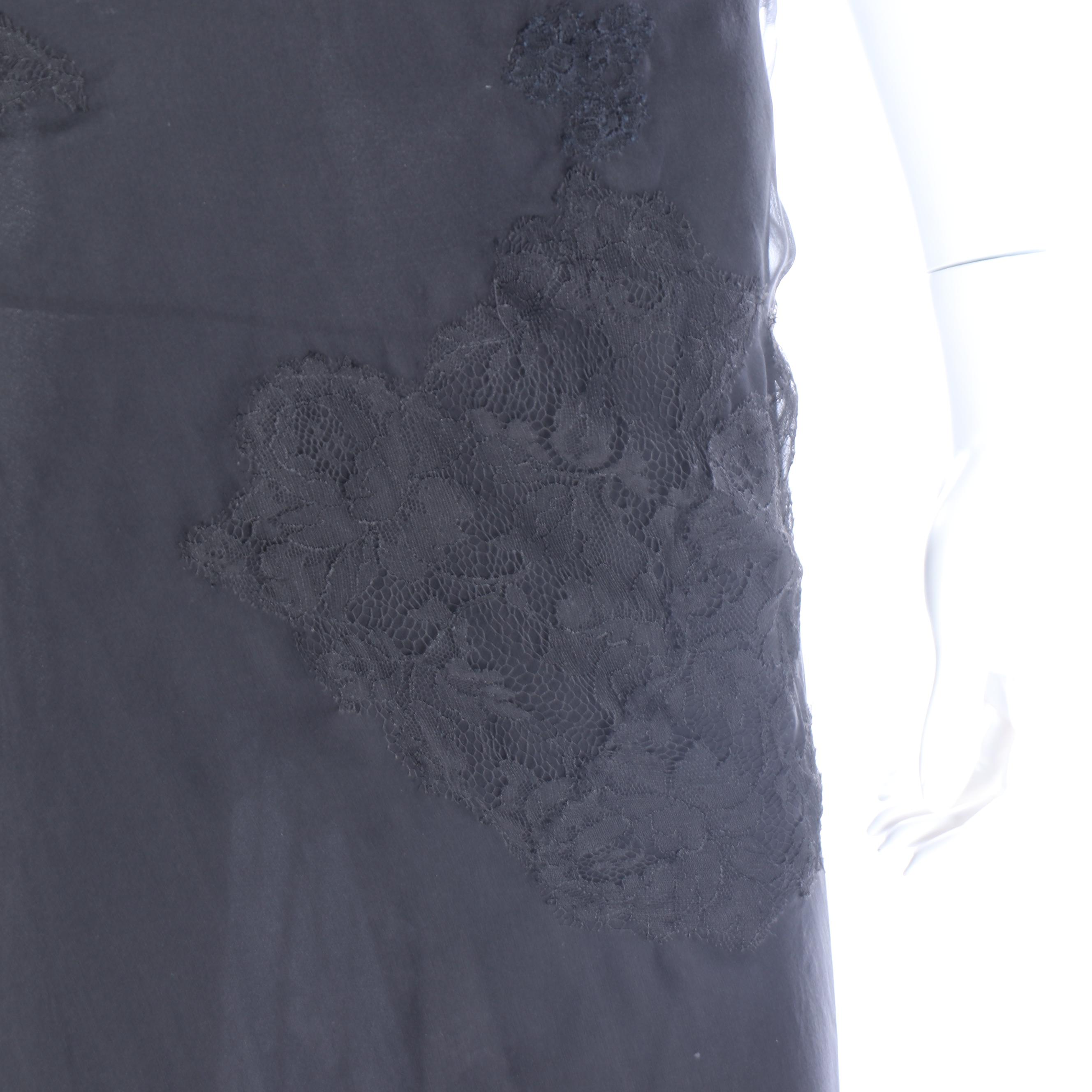 Valentino Black Slip Dress with Sheer Lace Detailed Overlay, Fall/Winter 2021