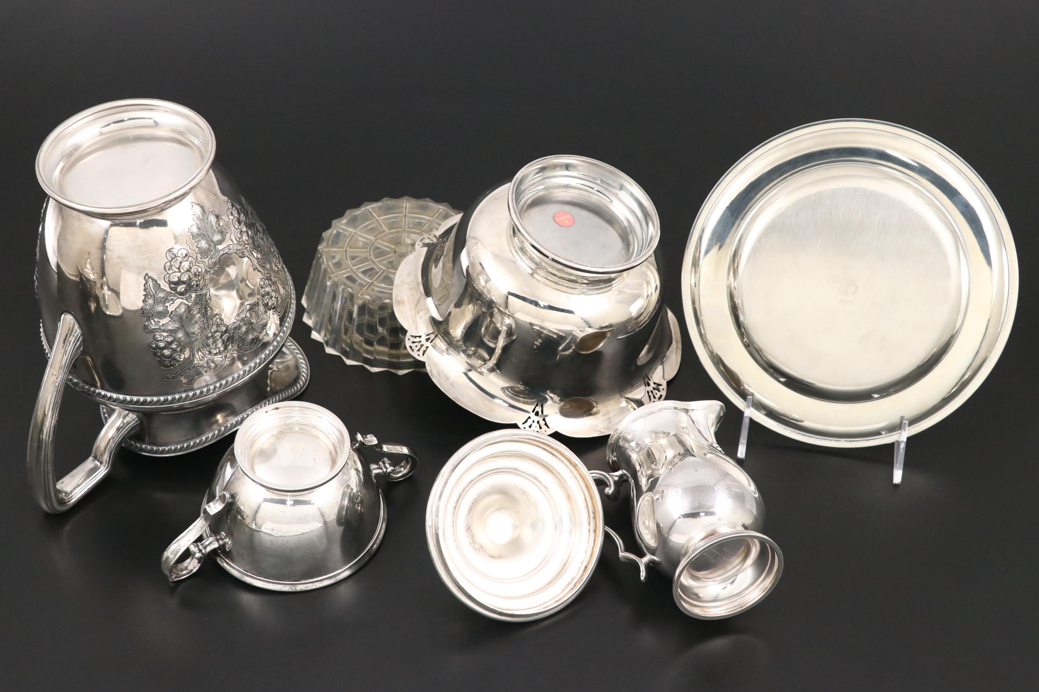 International Silver, Rogers and Other Serveware with Sterling Silver Bell