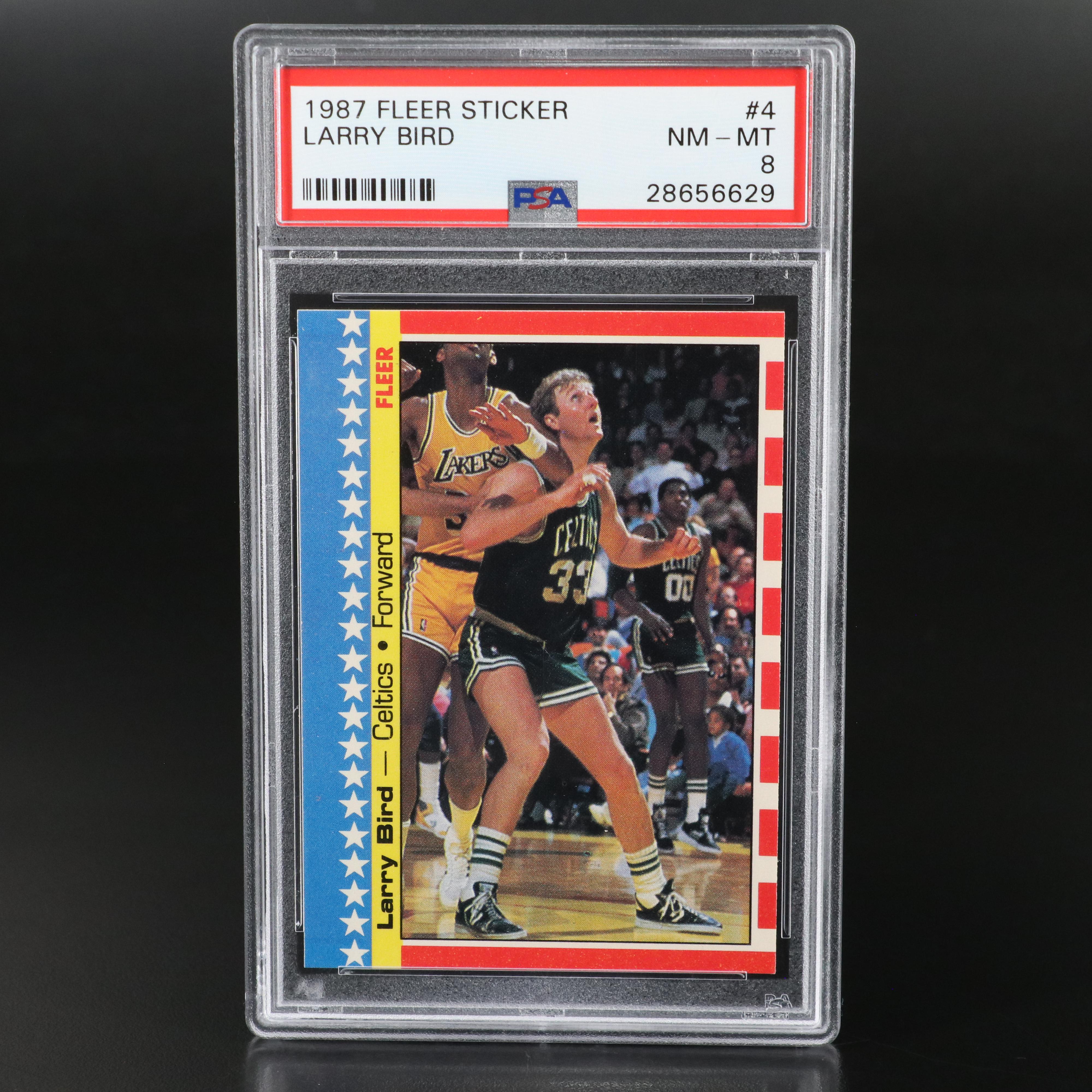 1987 Fleer Larry Bird Boston Celtics Sticker Basketball Card Graded PSA 8