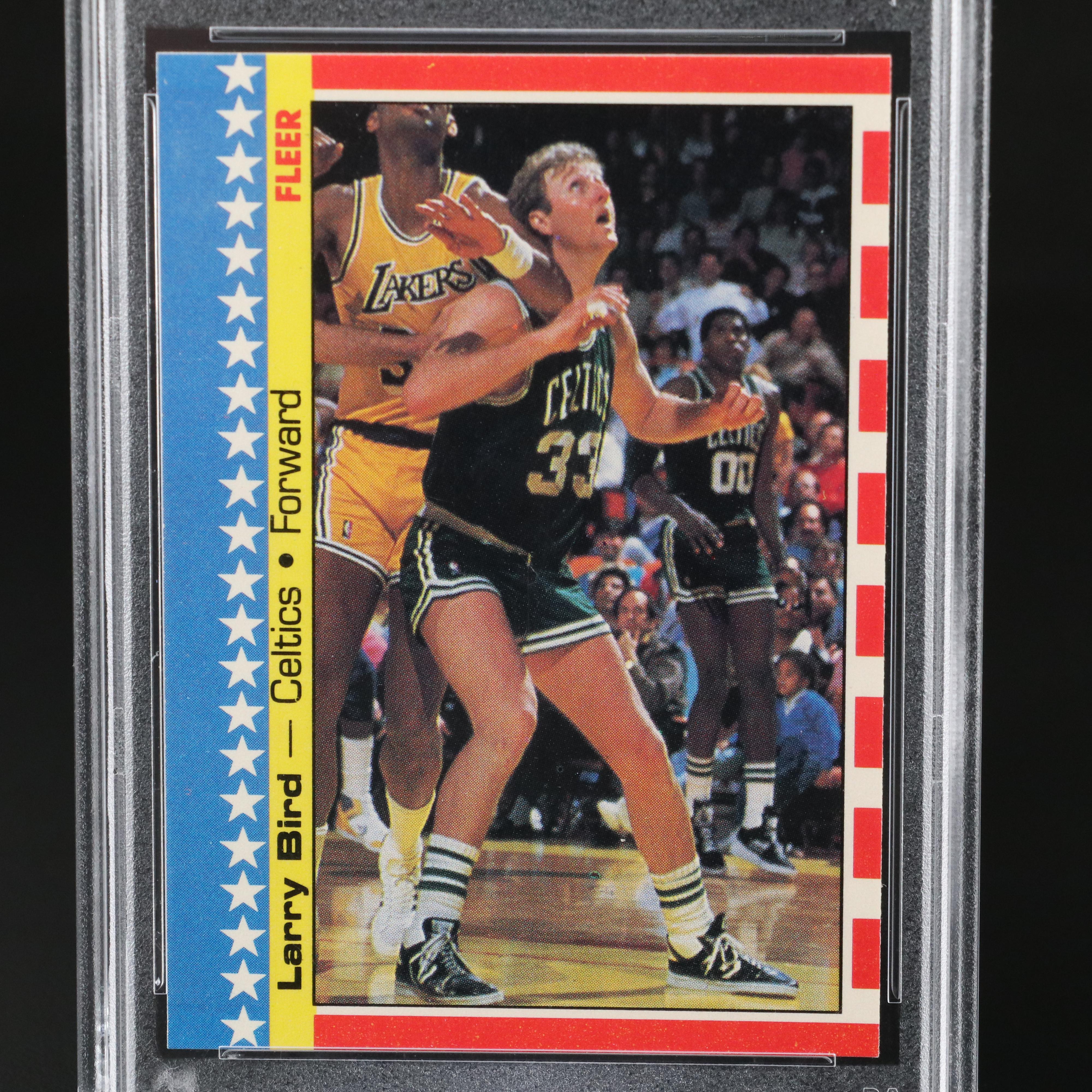 1987 Fleer Larry Bird Boston Celtics Sticker Basketball Card Graded PSA 8