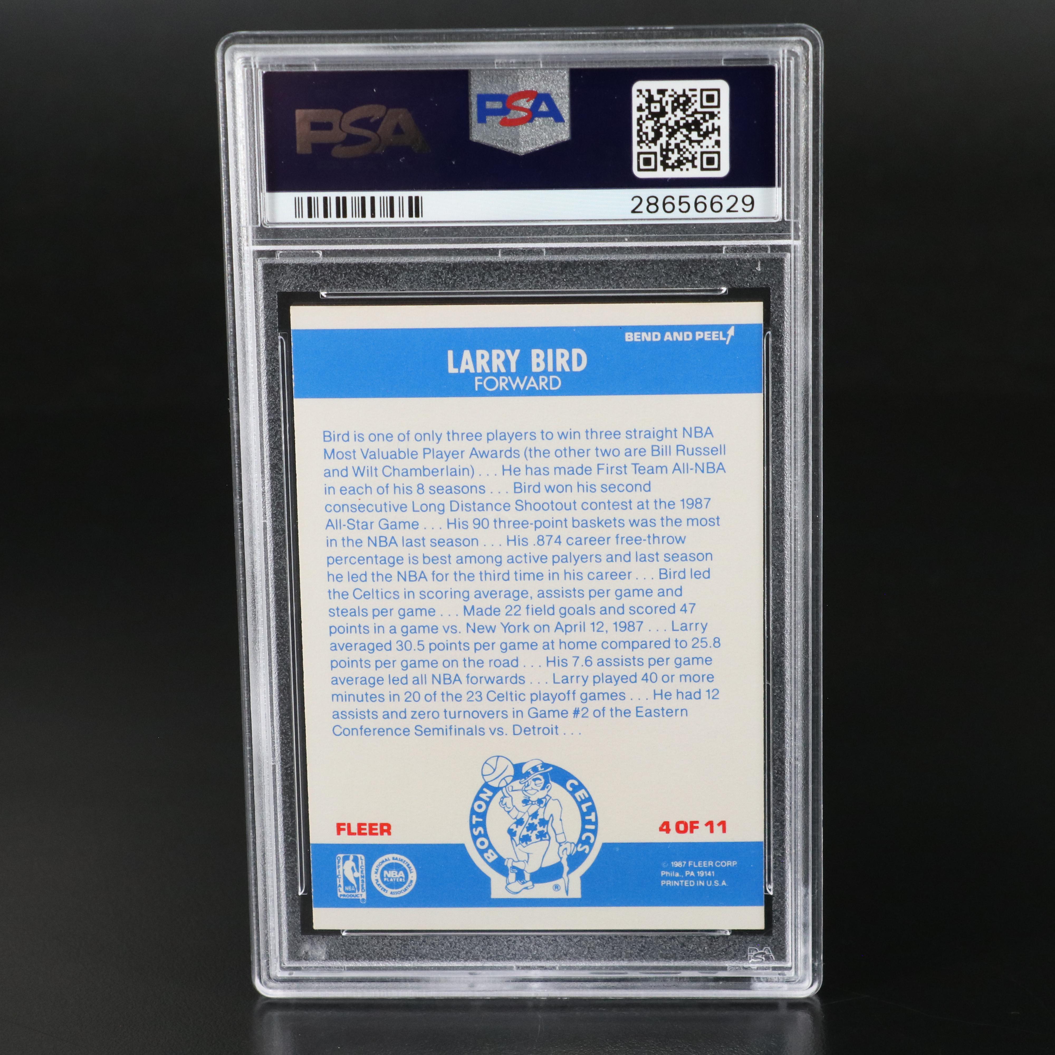 1987 Fleer Larry Bird Boston Celtics Sticker Basketball Card Graded PSA 8