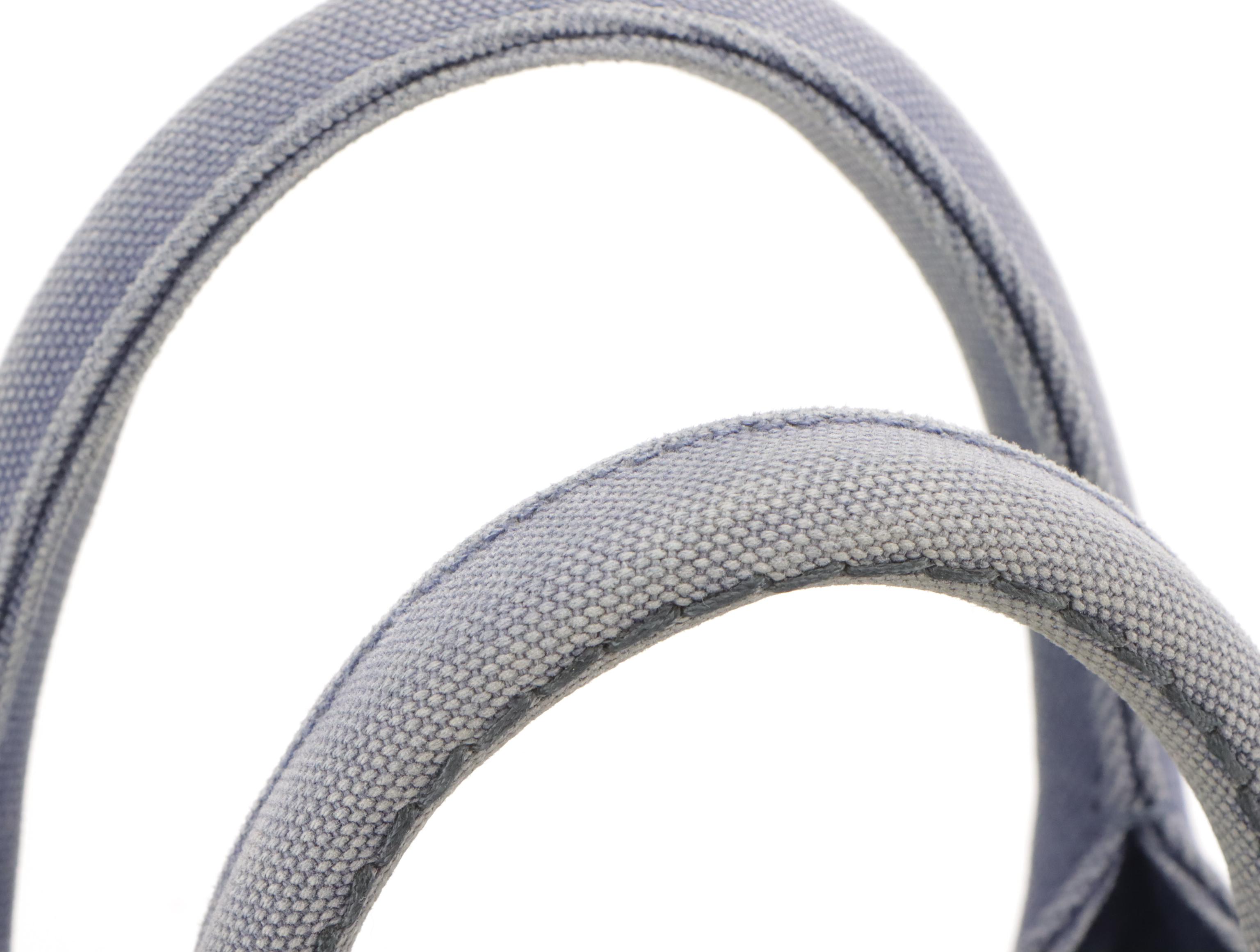 Prada Two-Way Shopping Tote 1BG439 in Logo Print Bluette Canapa Canvas