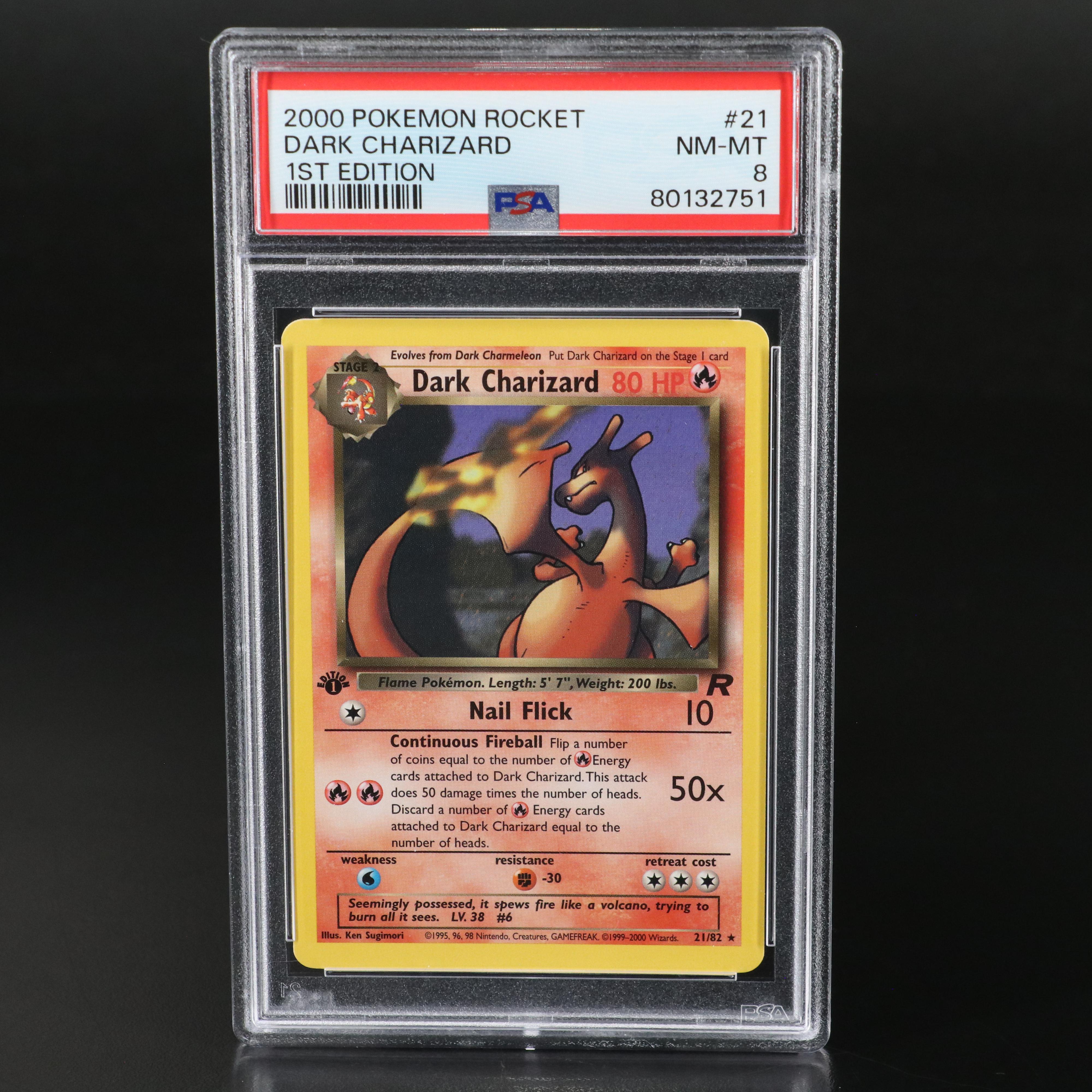 Team Rocket Dark Charizard 1st Edition Pokémon Card Graded PSA 8