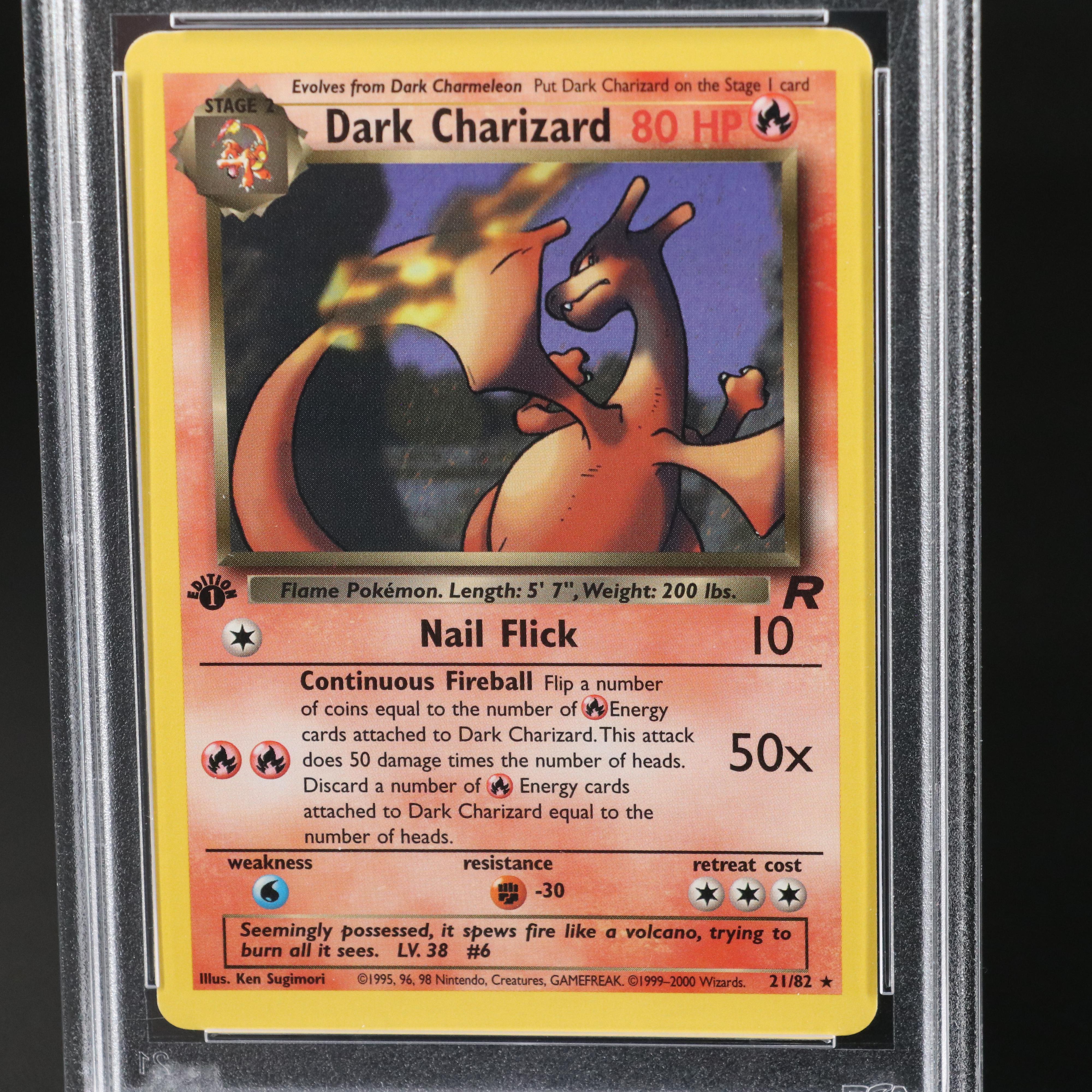 Team Rocket Dark Charizard 1st Edition Pokémon Card Graded PSA 8