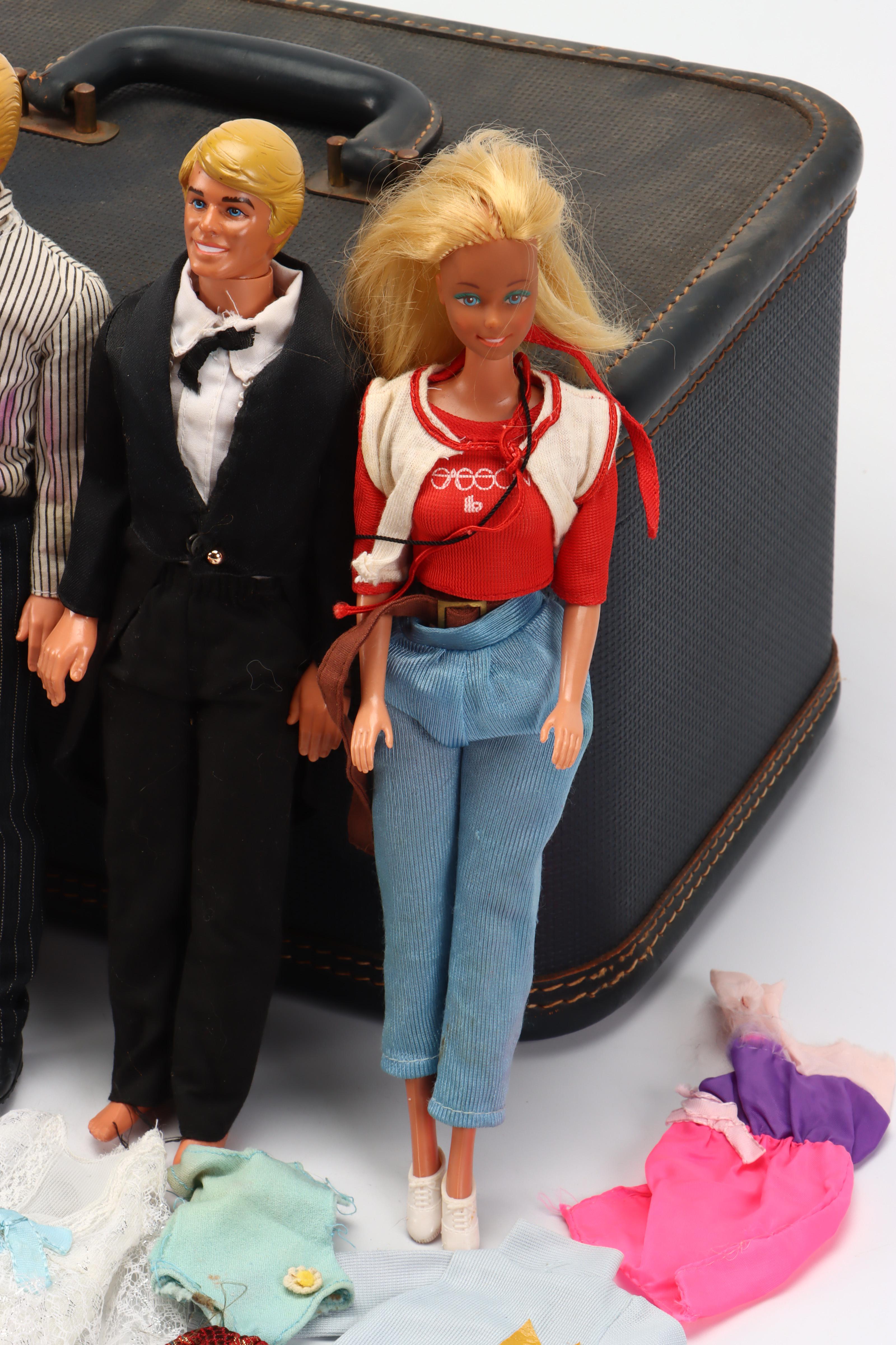 Mattel Barbie and Ken Dolls with Accessories and Amelia Earhart Luggage