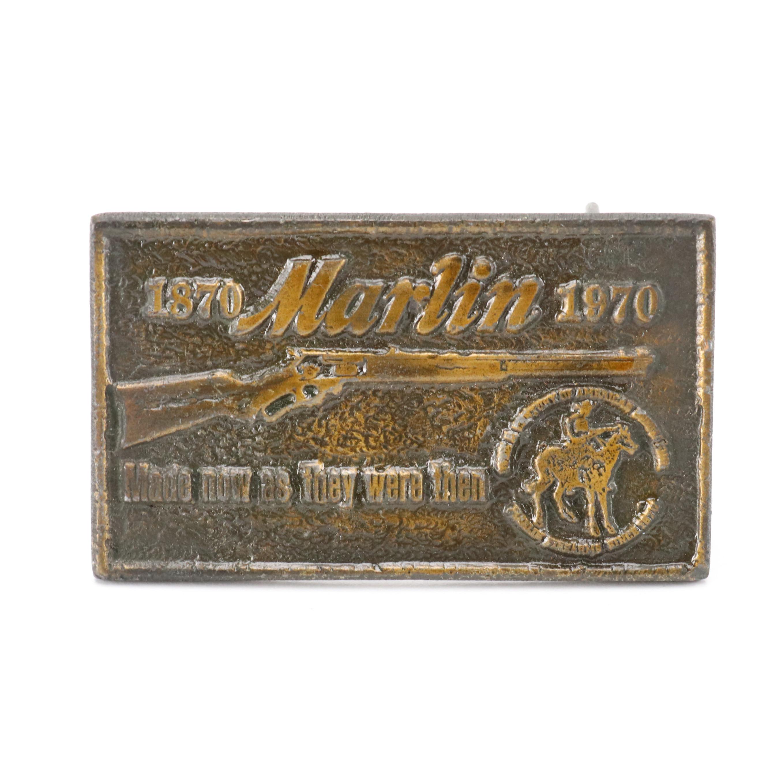 Case XX Logo Buckle, Marlin Firearms Centennial Buckle, and Other Buckles