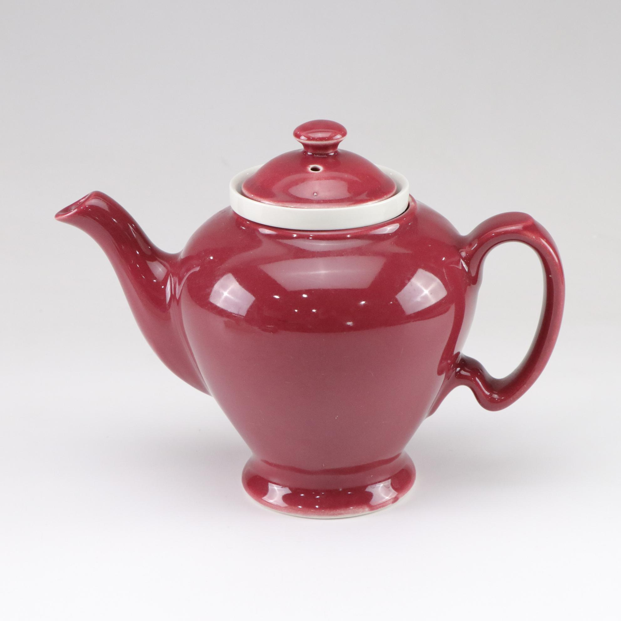 McCormick Teapot and Straining Liner with Molded Ceramic Basket of Butter Pots