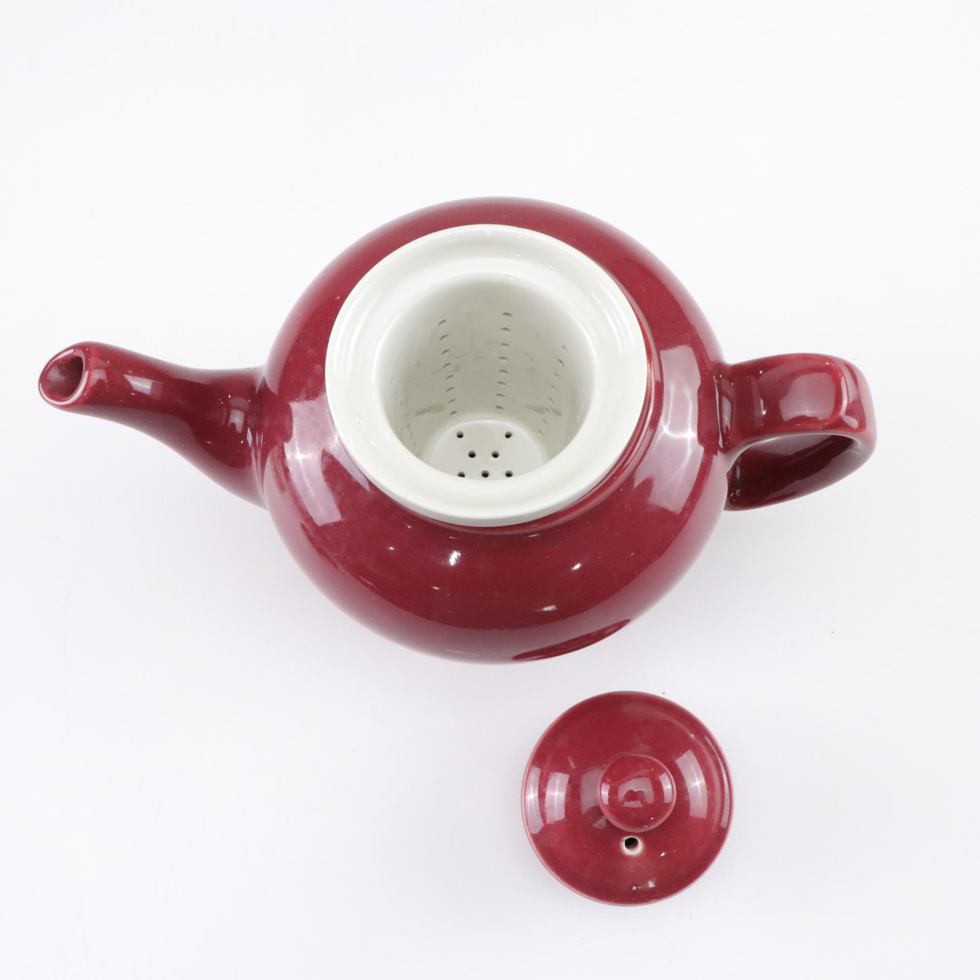 McCormick Teapot and Straining Liner with Molded Ceramic Basket of Butter Pots