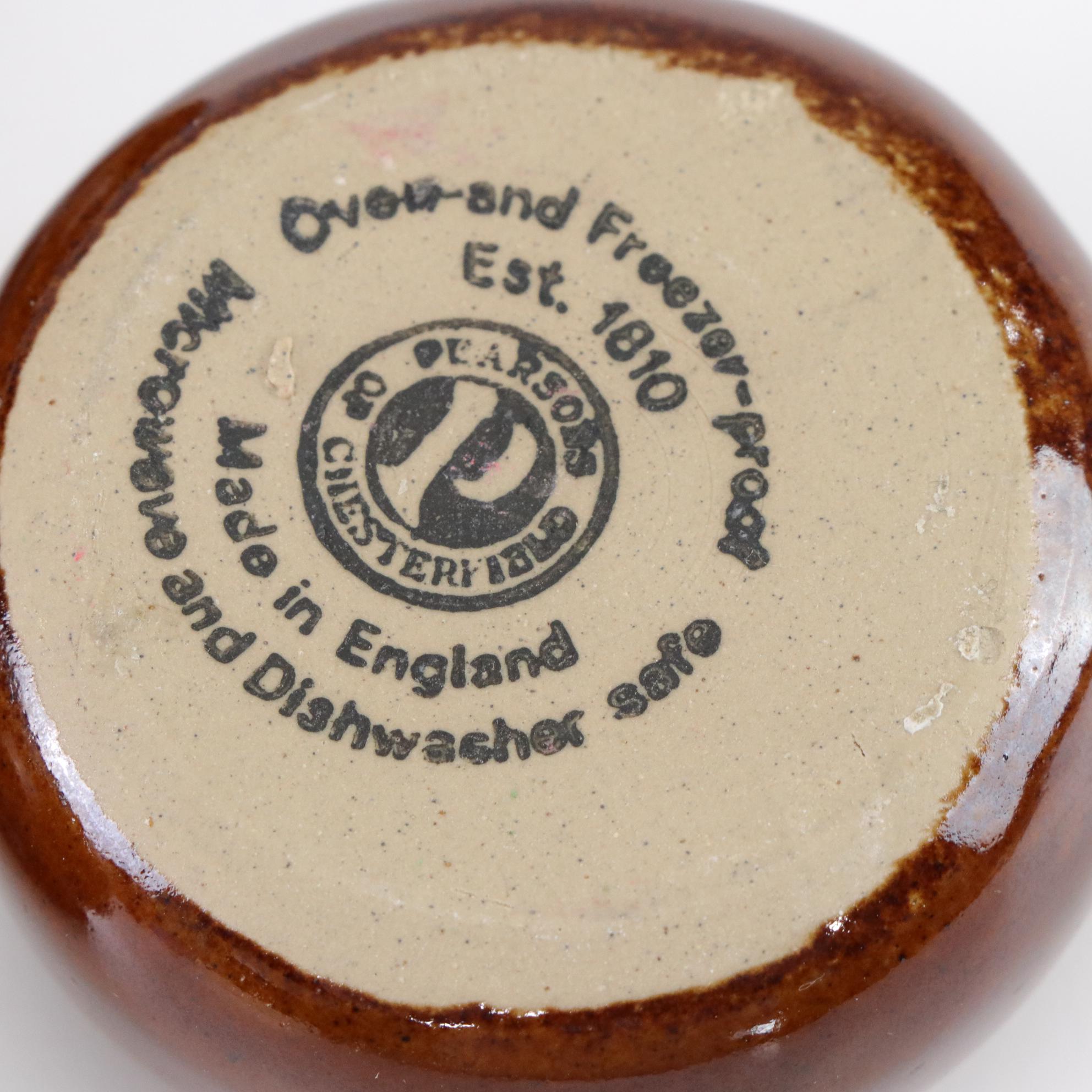 McCormick Teapot and Straining Liner with Molded Ceramic Basket of Butter Pots