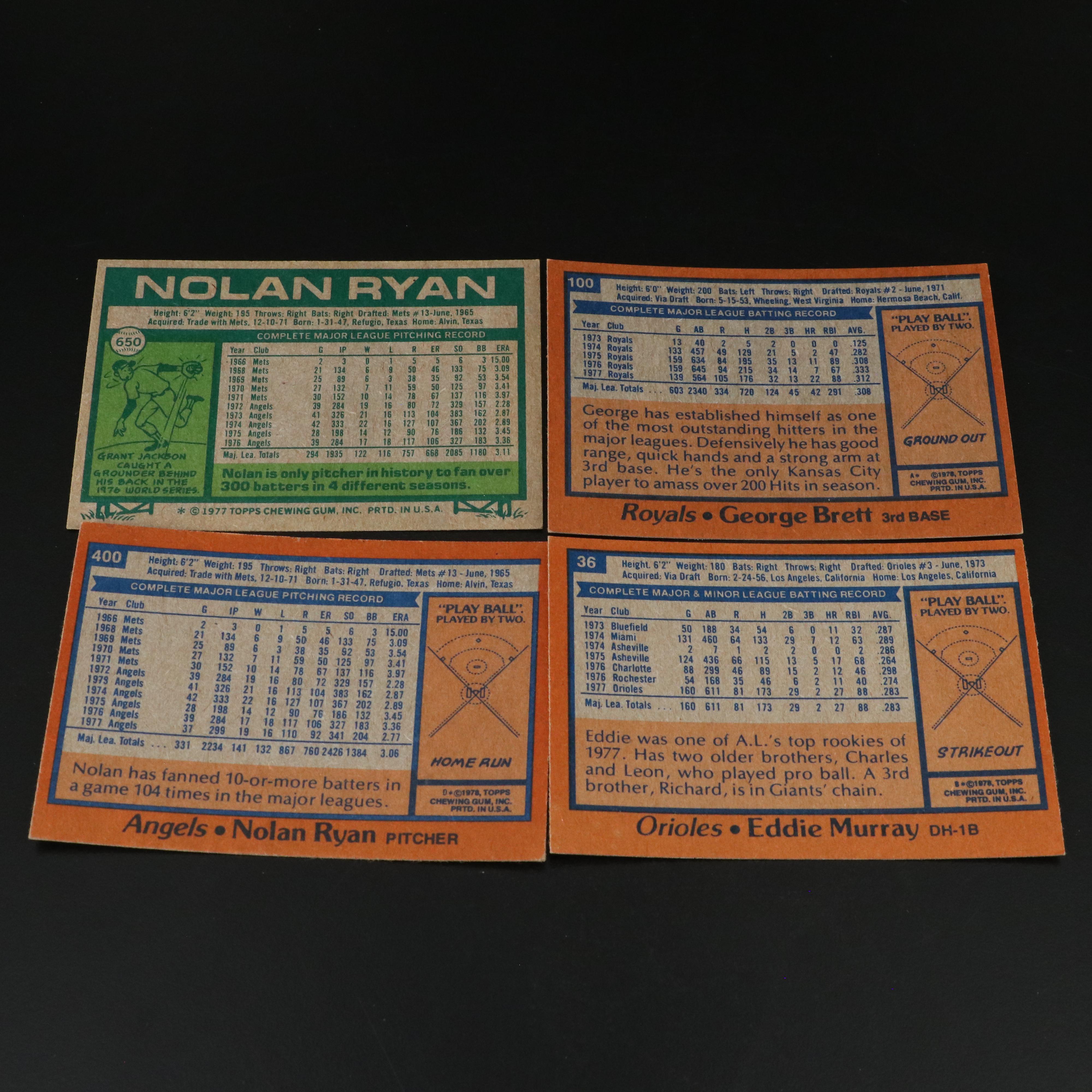 1977, 1978, and 1979 Topps Baseball Card Sets Featuring Eddie Murray Rookie