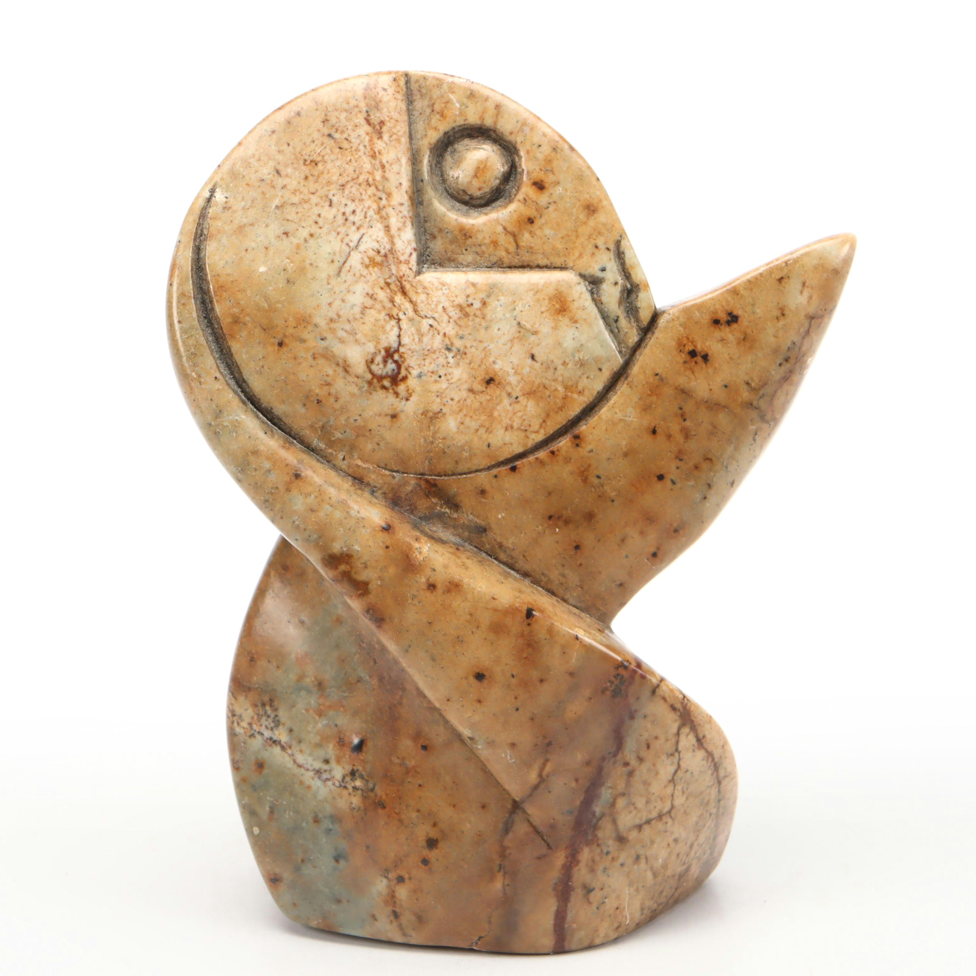 Artist Signed Zimbabwean Hand-Carved Soapstone Sculpture