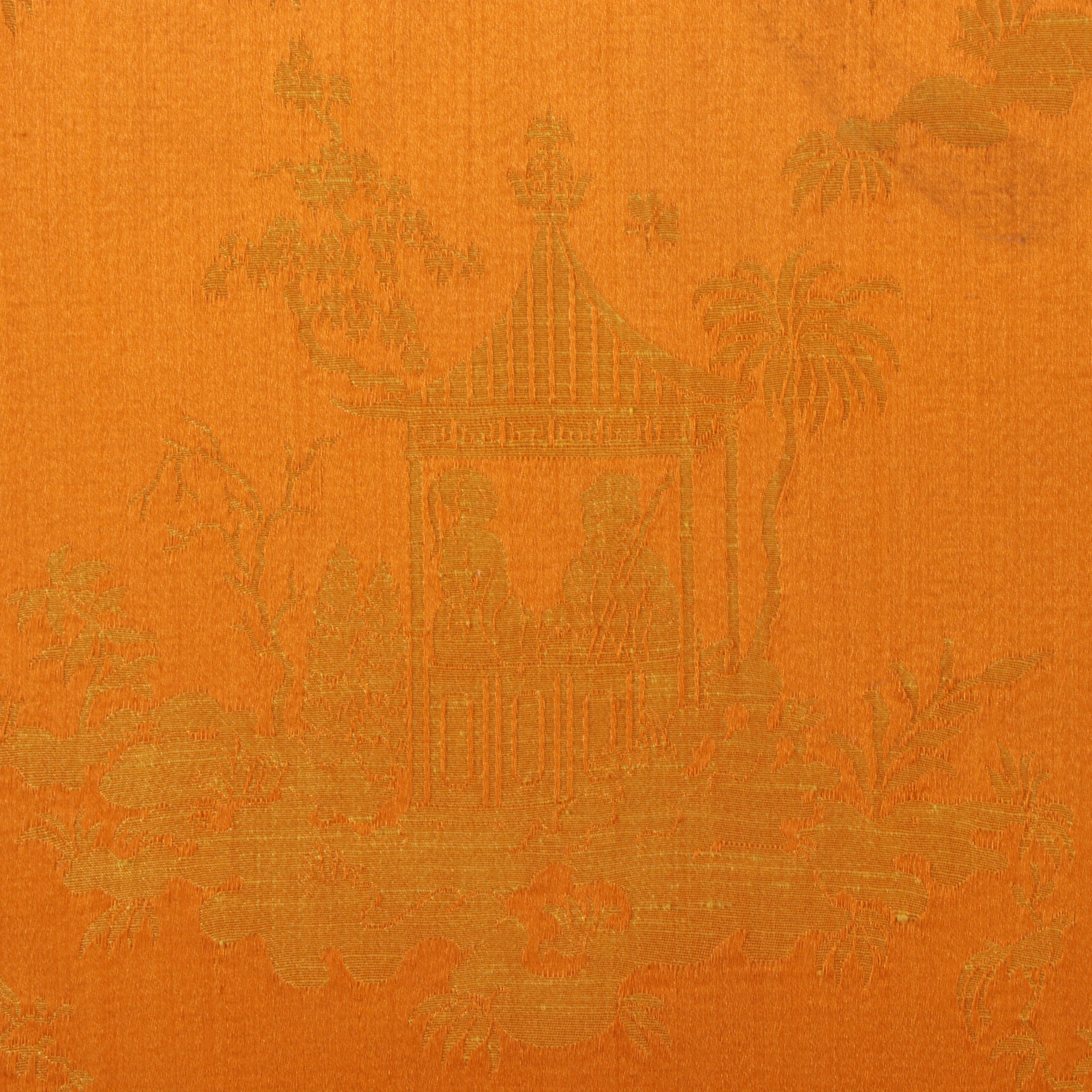 Mahogany and Custom-Upholstered Chinoiserie Wingback Armchair