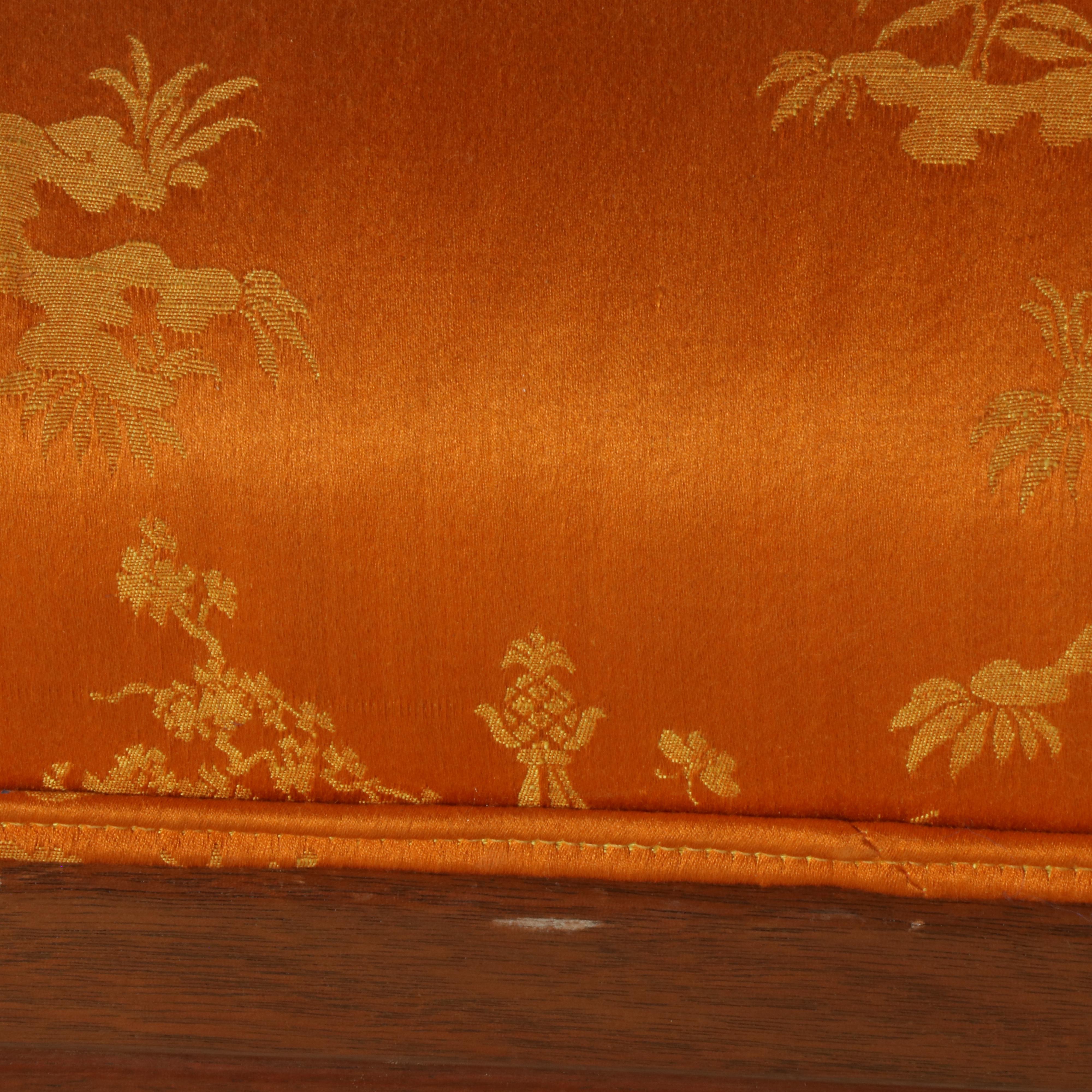 Mahogany and Custom-Upholstered Chinoiserie Wingback Armchair