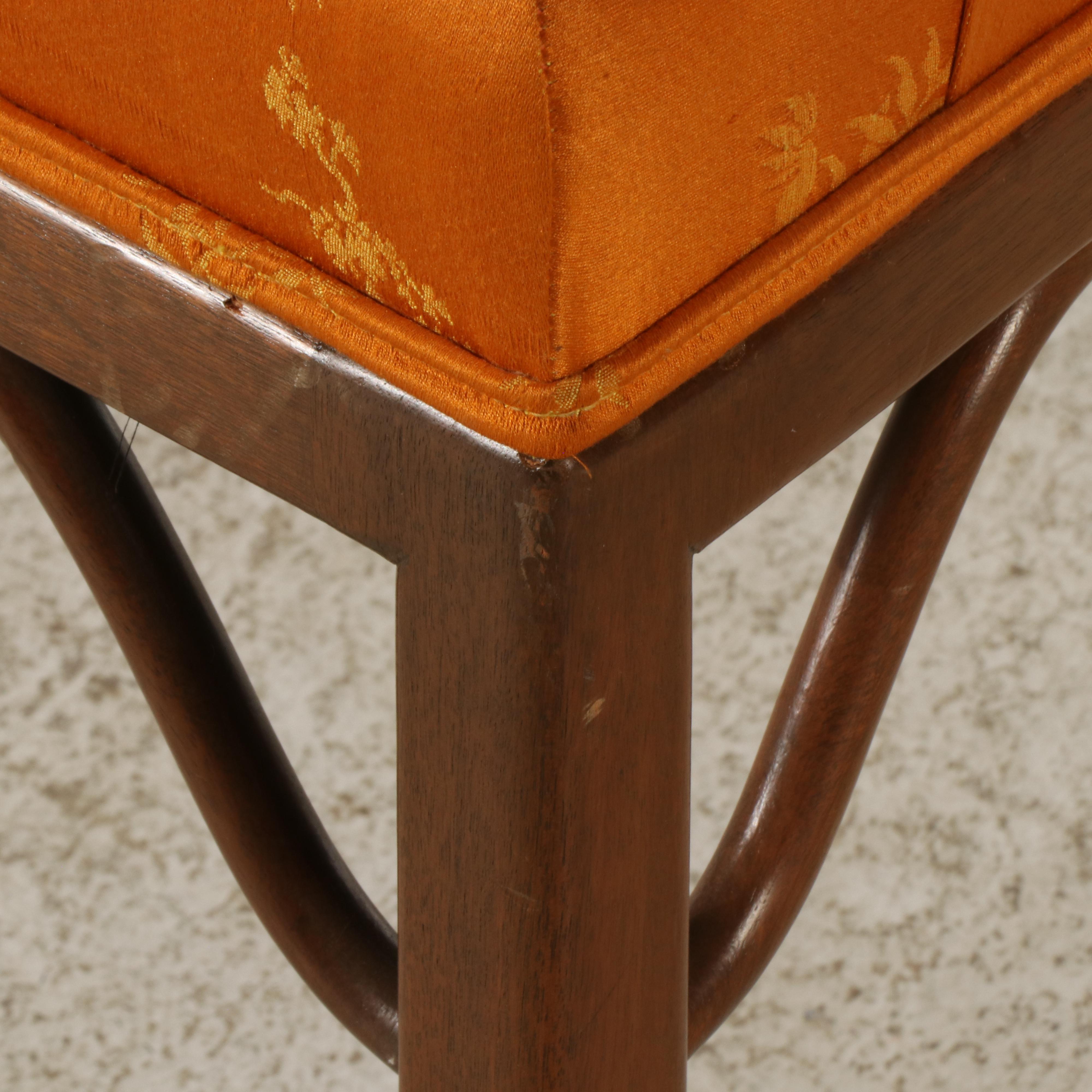 Mahogany and Custom-Upholstered Chinoiserie Wingback Armchair