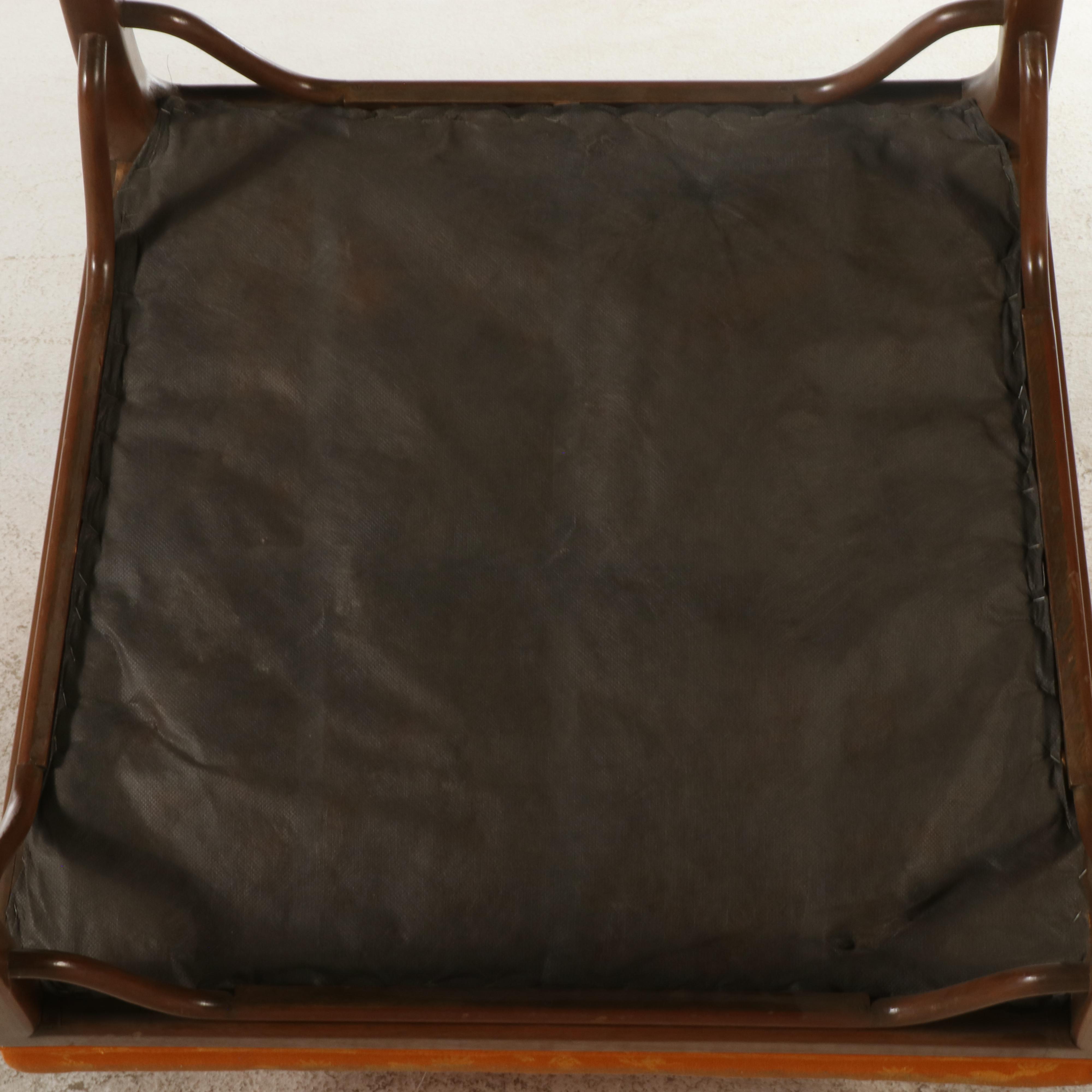 Mahogany and Custom-Upholstered Chinoiserie Wingback Armchair