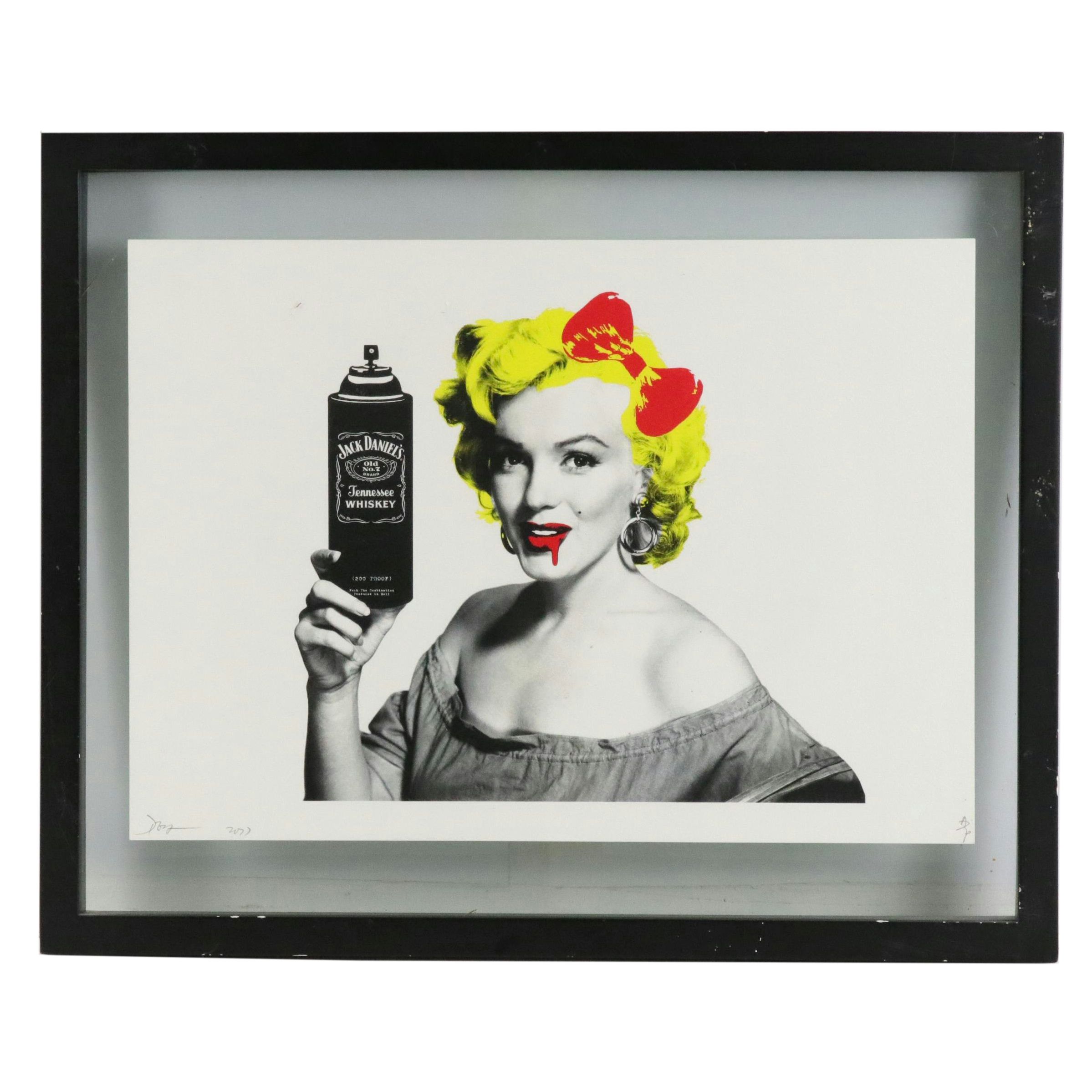 Death NYC Pop Art Graphic Print of Marilyn Monroe x Jack Daniels, 2017