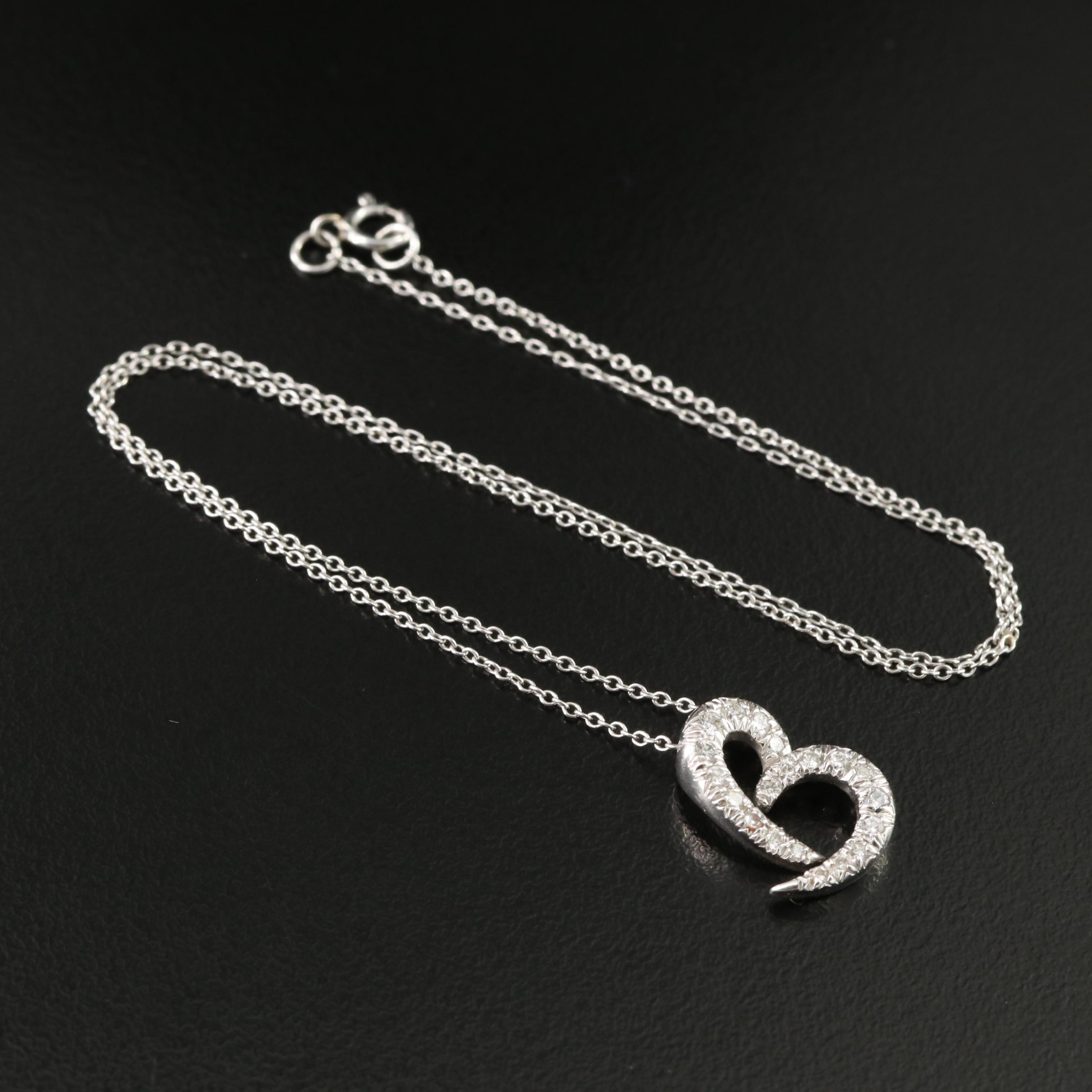 18K 0.47 CTW Diamond "B" Initial Pendant Necklace with Platinum Chain