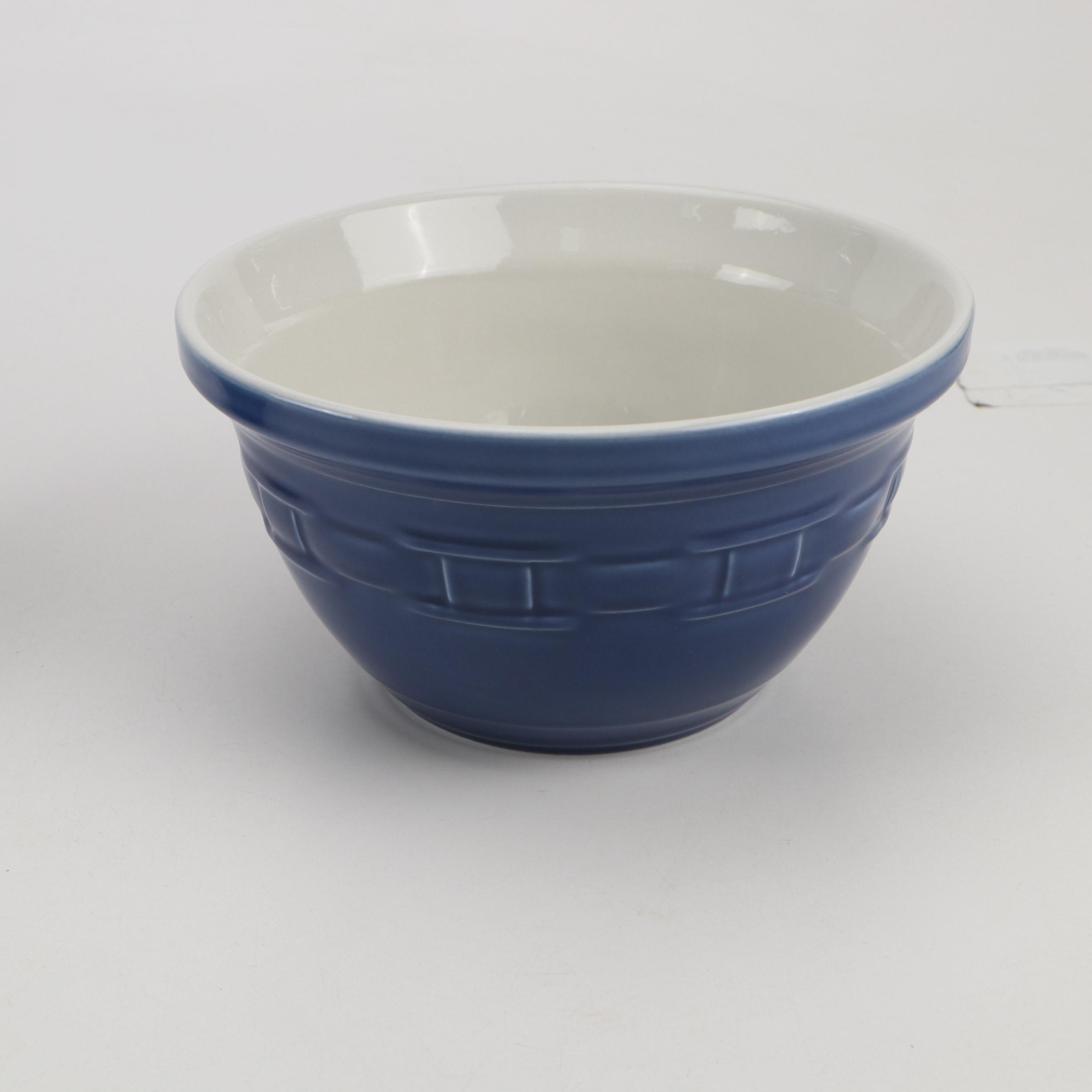 Longaberger Pottery Cornflower Blue Mixing Bowl Set