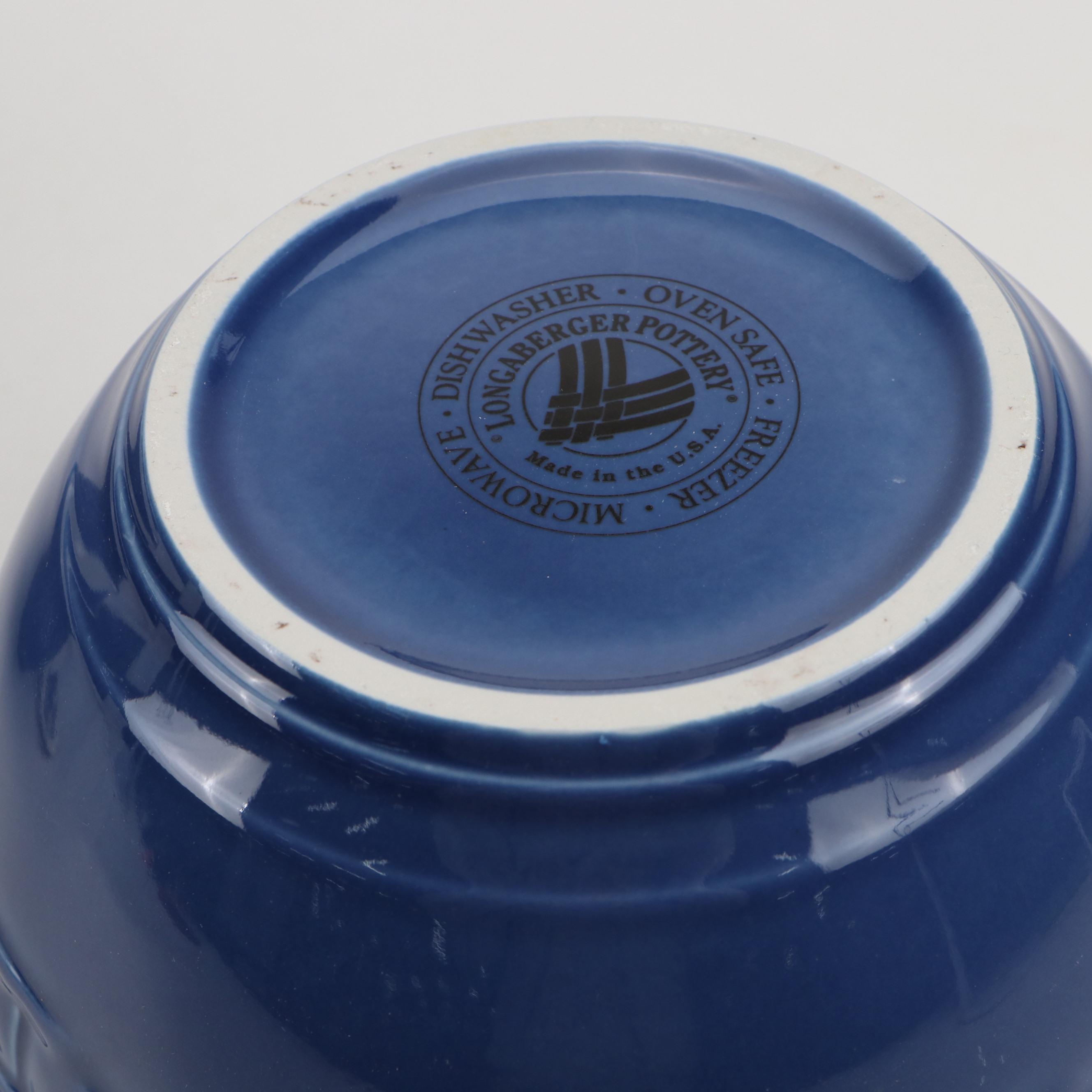 Longaberger Pottery Cornflower Blue Mixing Bowl Set