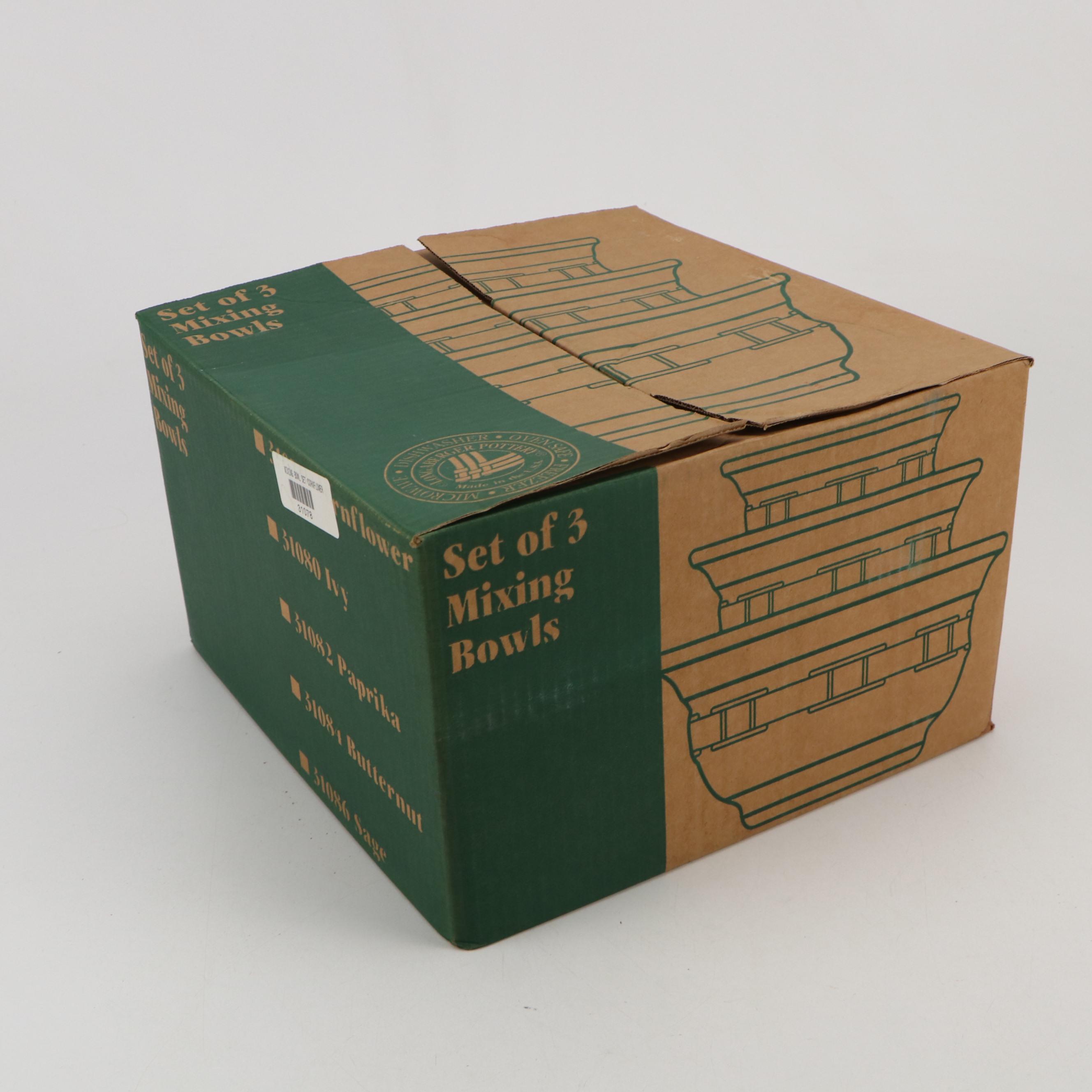 Longaberger Pottery Cornflower Blue Mixing Bowl Set