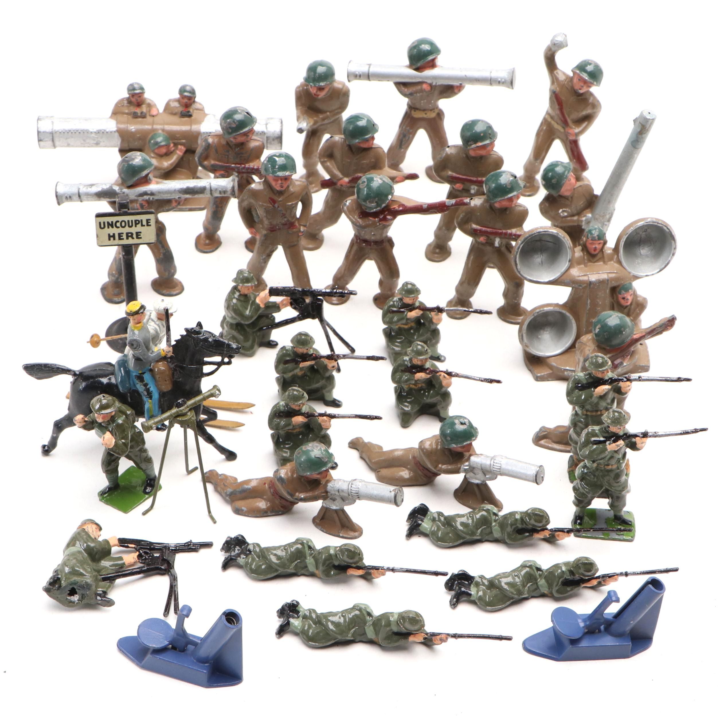 Metal and Plastic Army Soldiers Including Marksmen, Mortar, Bazooka and Others