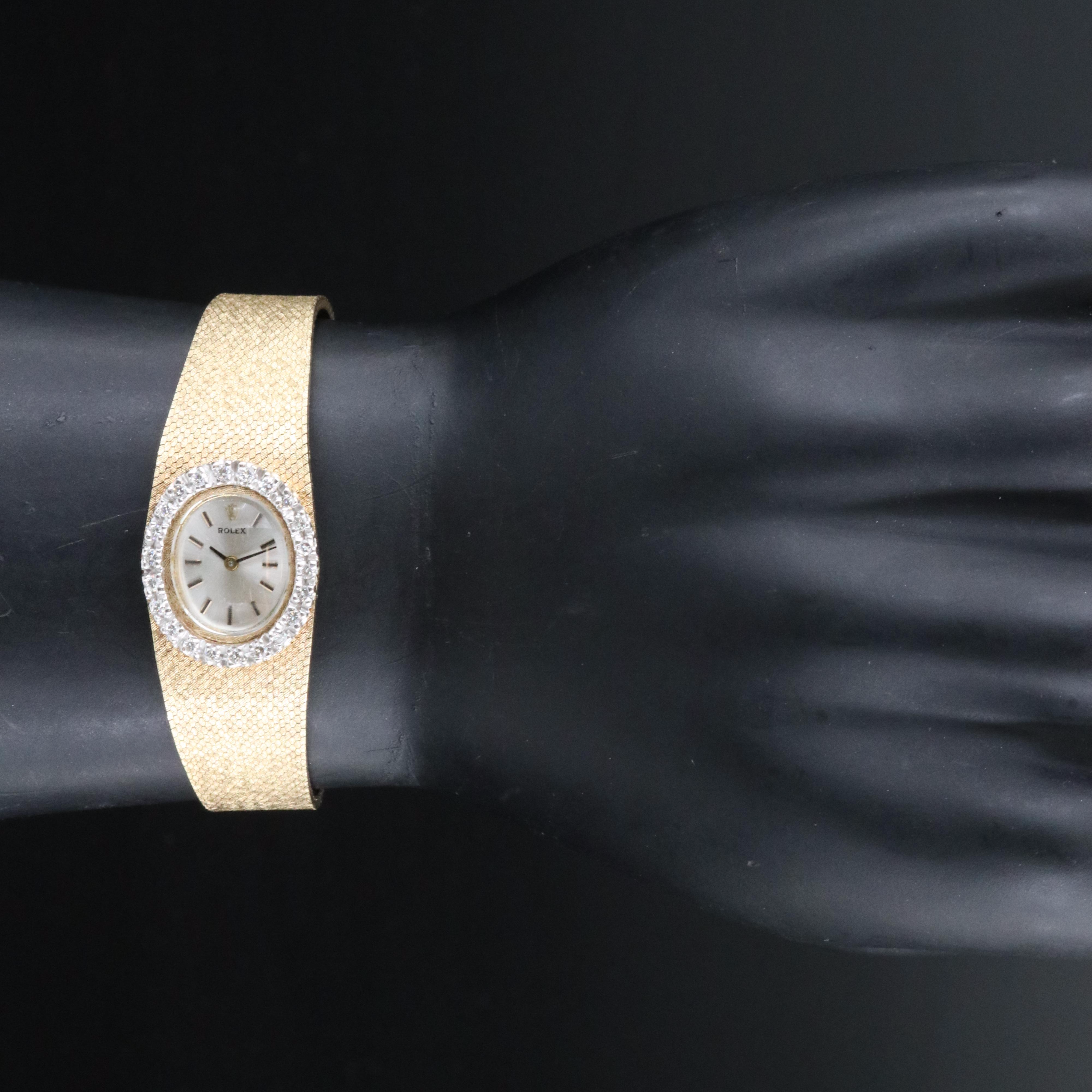 14K Vintage Rolex Custom Diamond Stem Wind Watch