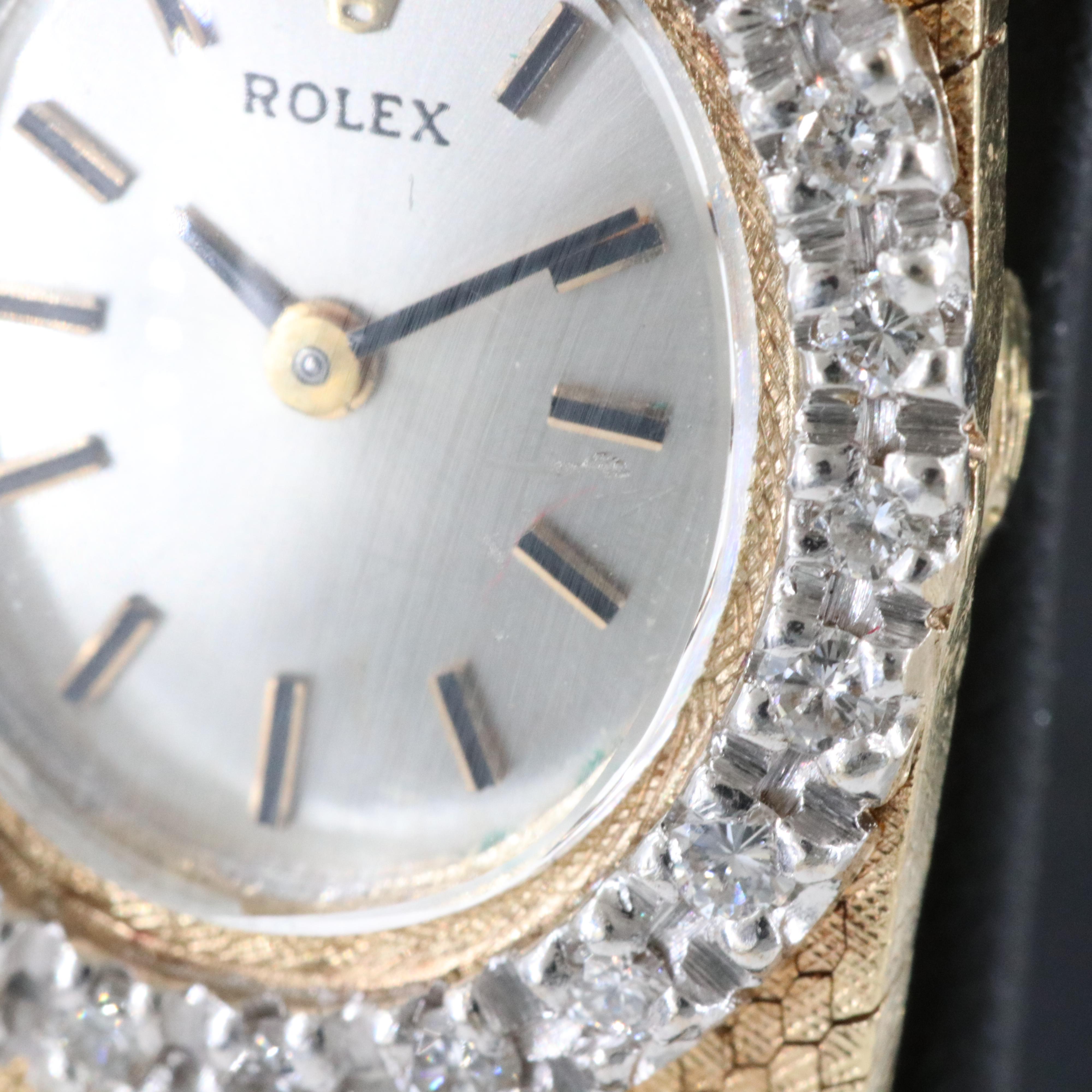 14K Vintage Rolex Custom Diamond Stem Wind Watch