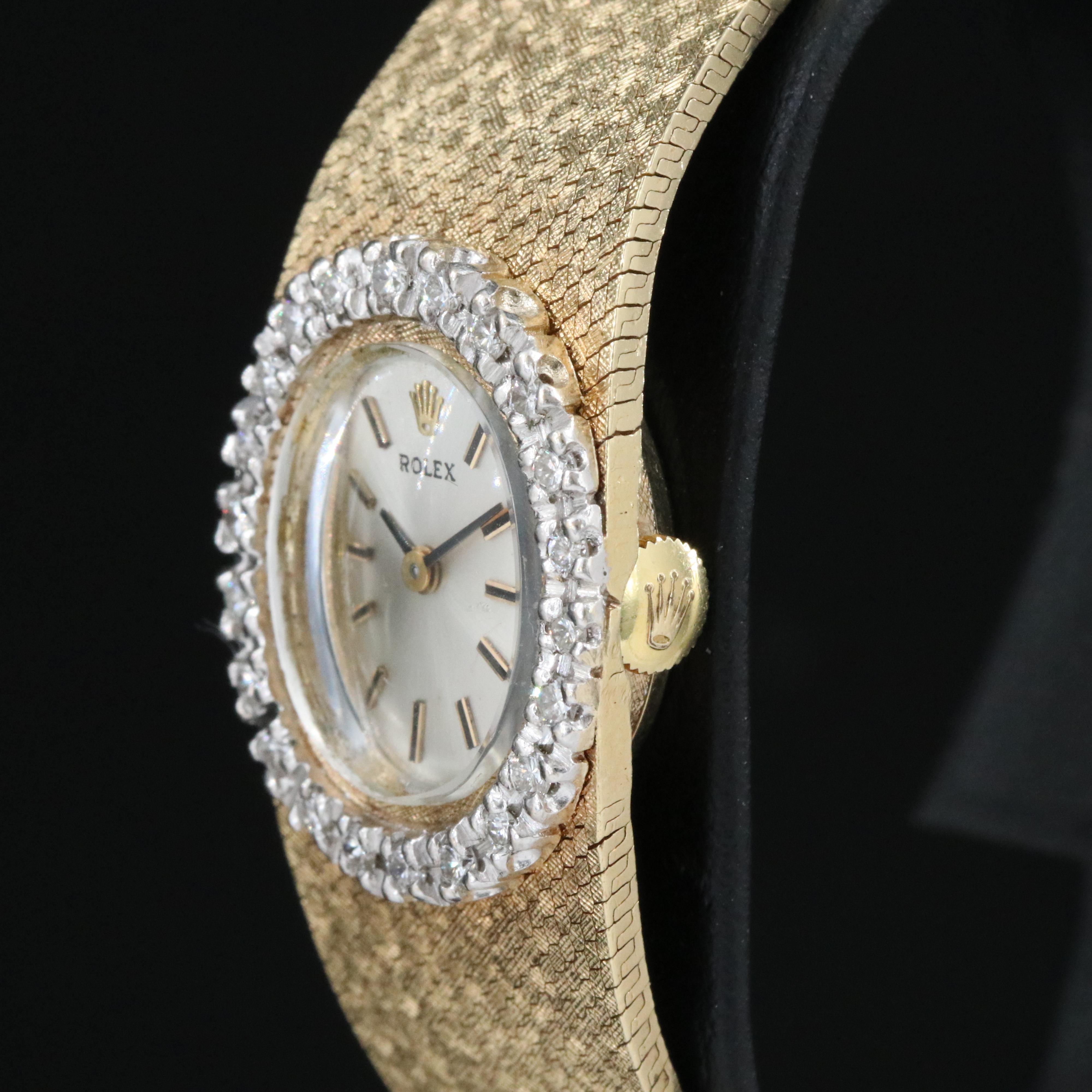 14K Vintage Rolex Custom Diamond Stem Wind Watch